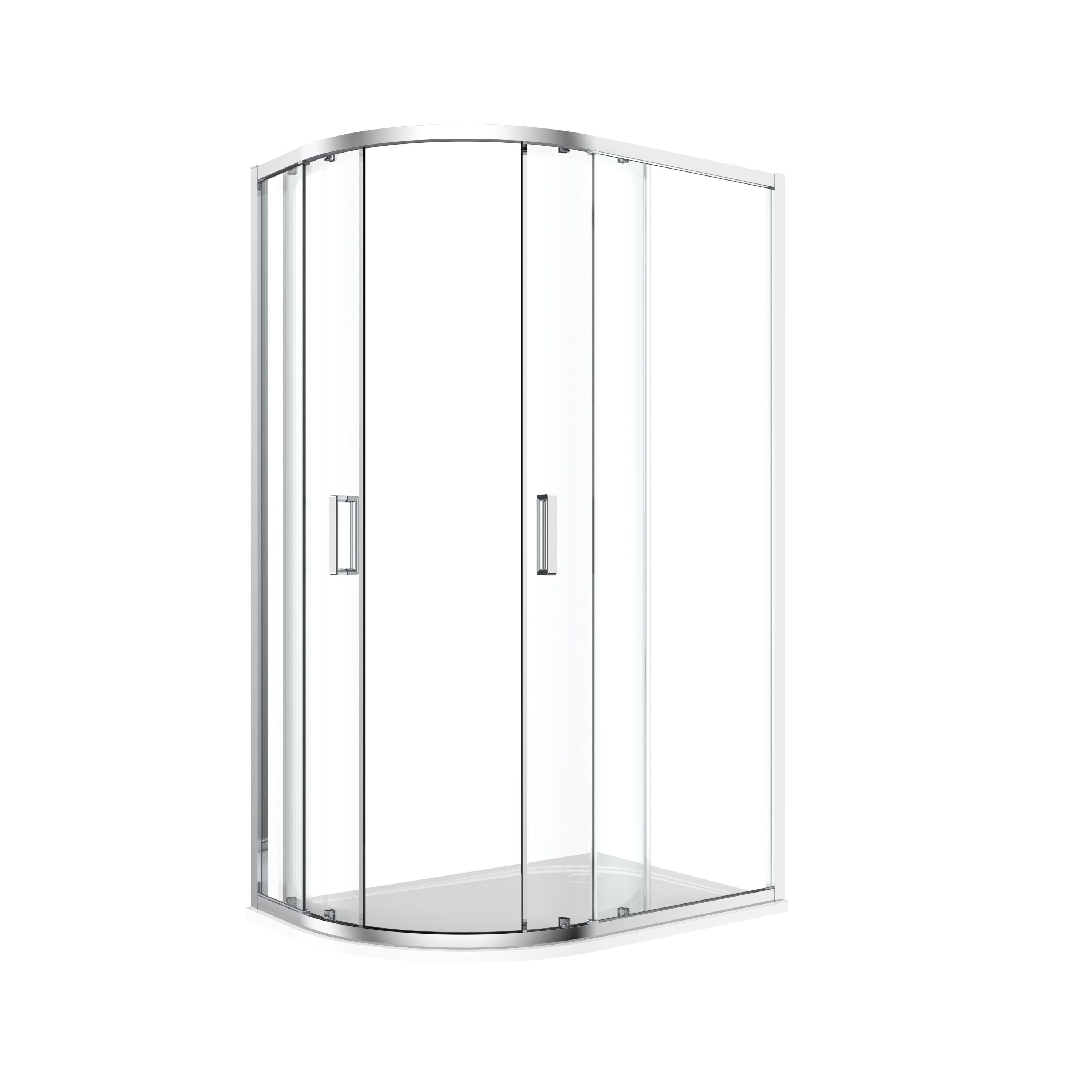 GoodHome Ledava Chrome effect Clear Right-handed Offset quadrant Shower Enclosure & tray - Corner entry double sliding door (H)195cm (W)80cm (D)120cm