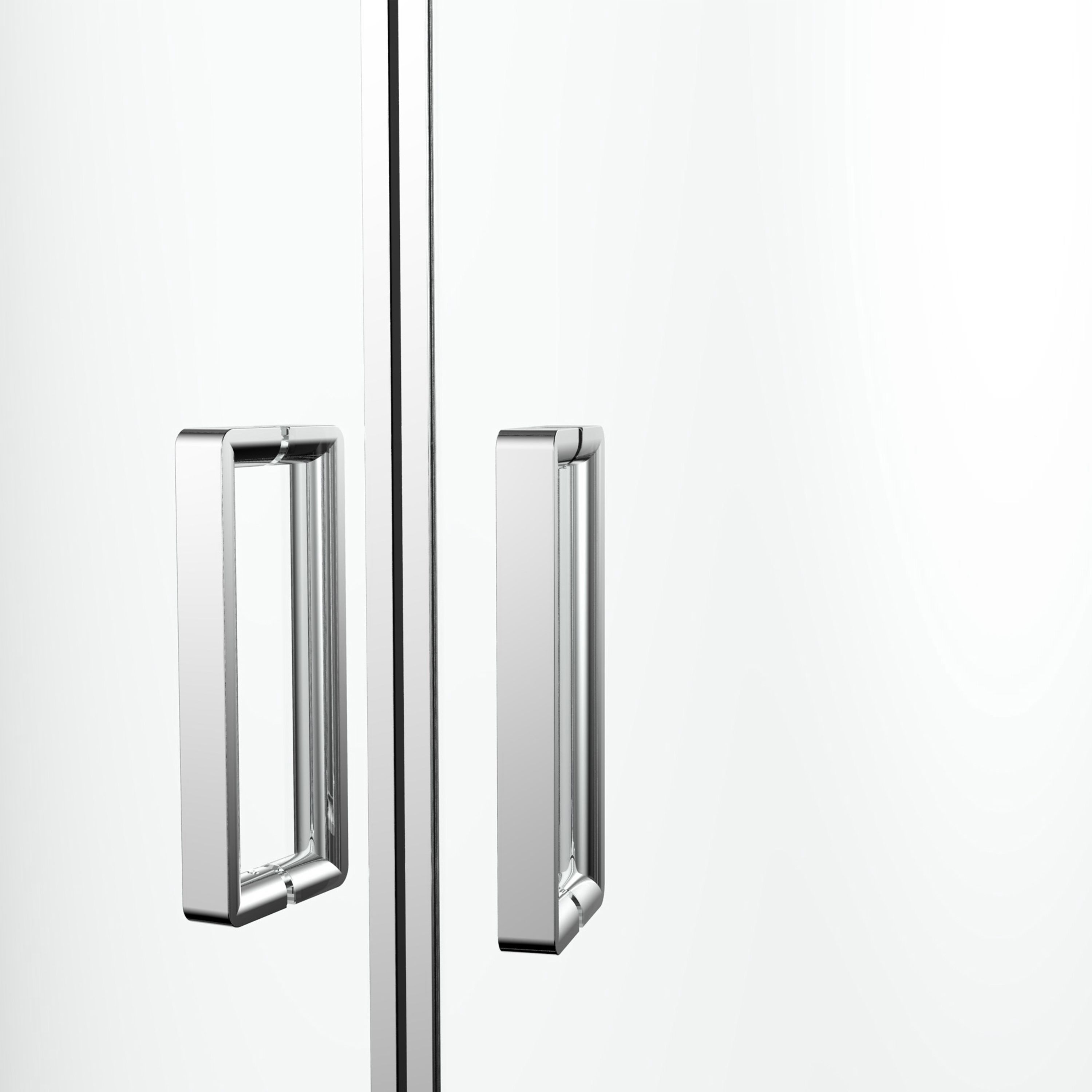 GoodHome Ledava Chrome effect Clear Right-handed Offset quadrant Shower Enclosure & tray - Corner entry double sliding door (H)195cm (W)80cm (D)120cm