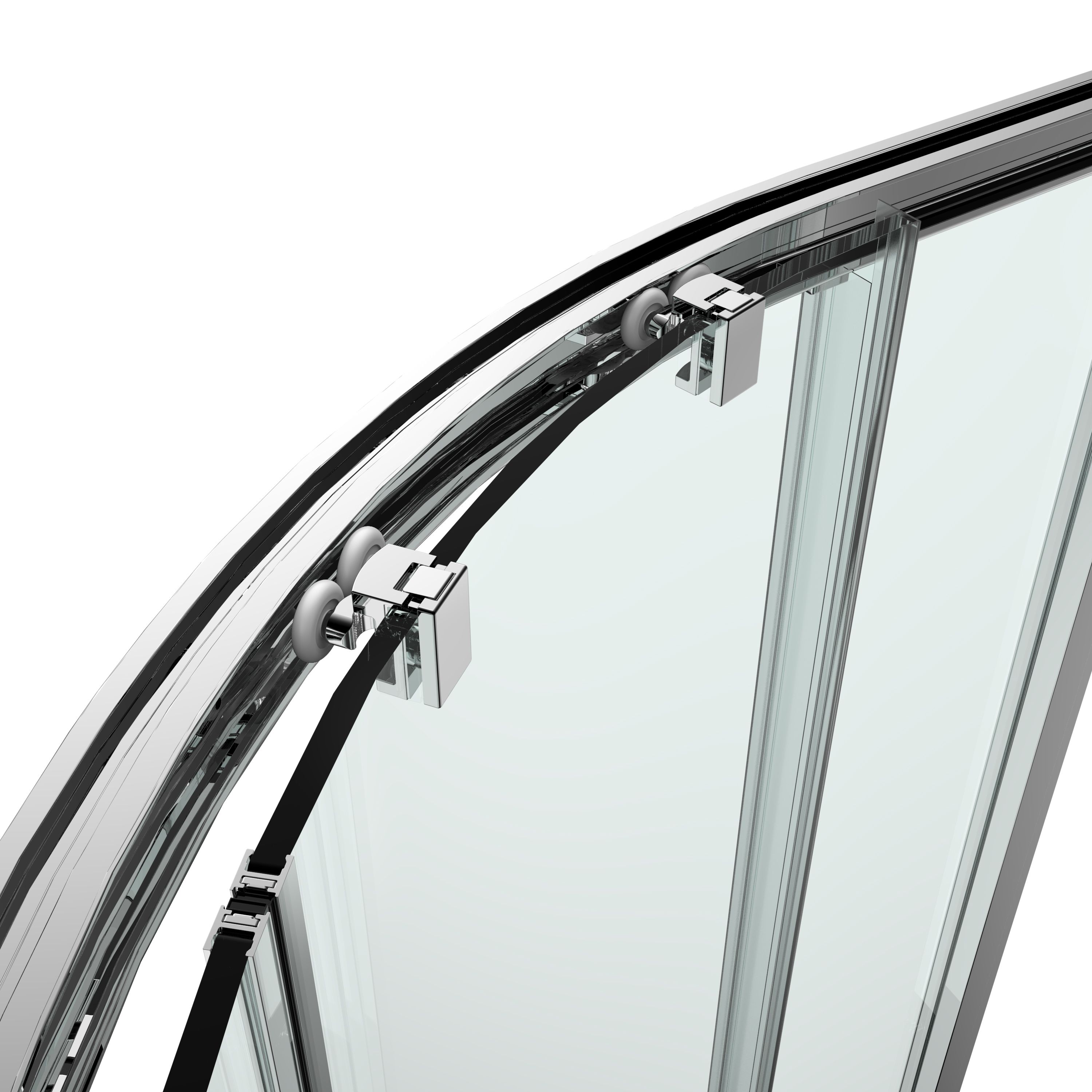 GoodHome Ledava Chrome effect Clear Right-handed Offset quadrant Shower Enclosure & tray - Corner entry double sliding door (H)195cm (W)80cm (D)120cm