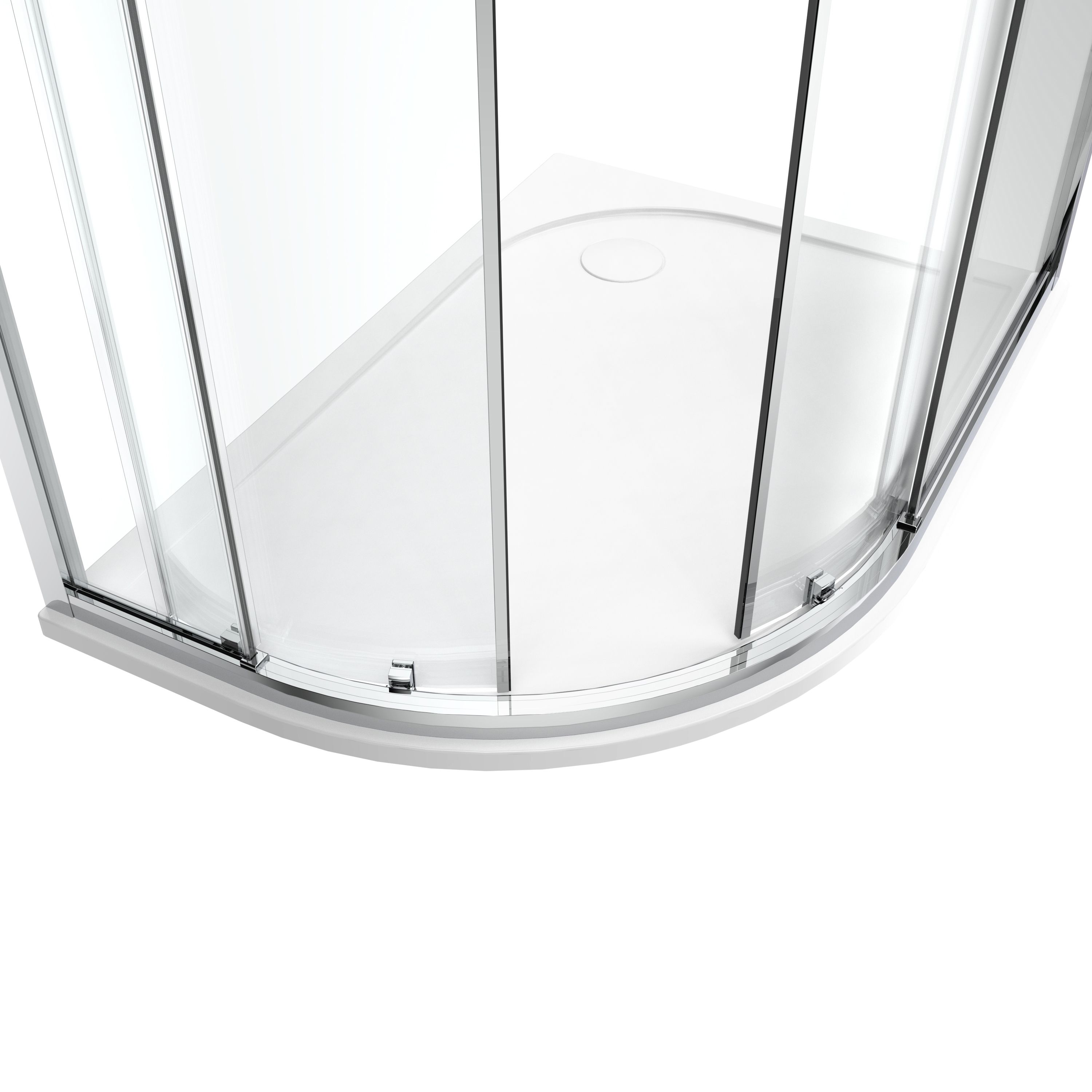GoodHome Ledava Chrome effect Clear Right-handed Offset quadrant Shower Enclosure & tray - Corner entry double sliding door (H)195cm (W)80cm (D)120cm