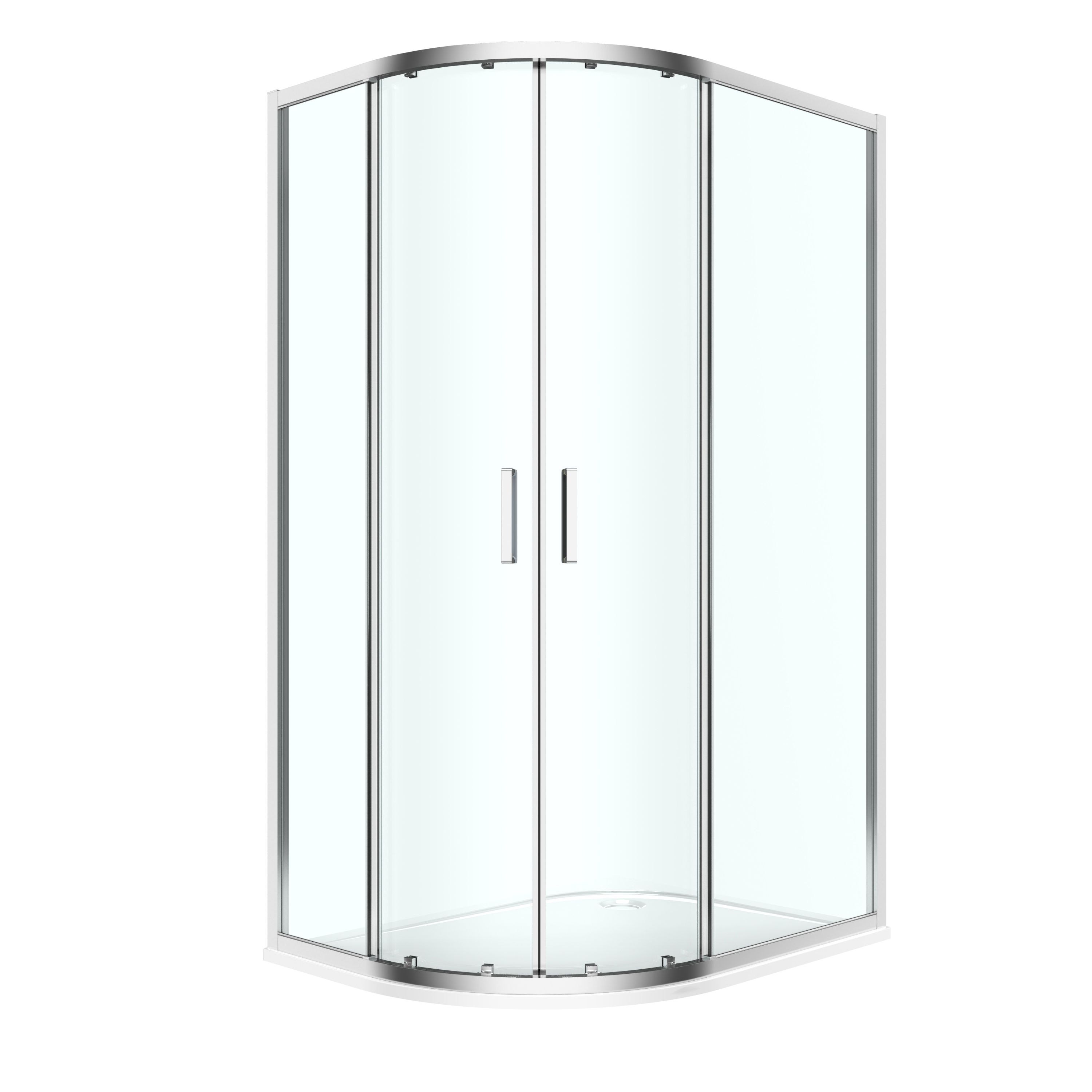 GoodHome Ledava Chrome effect Clear Right-handed Offset quadrant Shower Enclosure & tray - Corner entry double sliding door (H)195cm (W)90cm (D)120cm