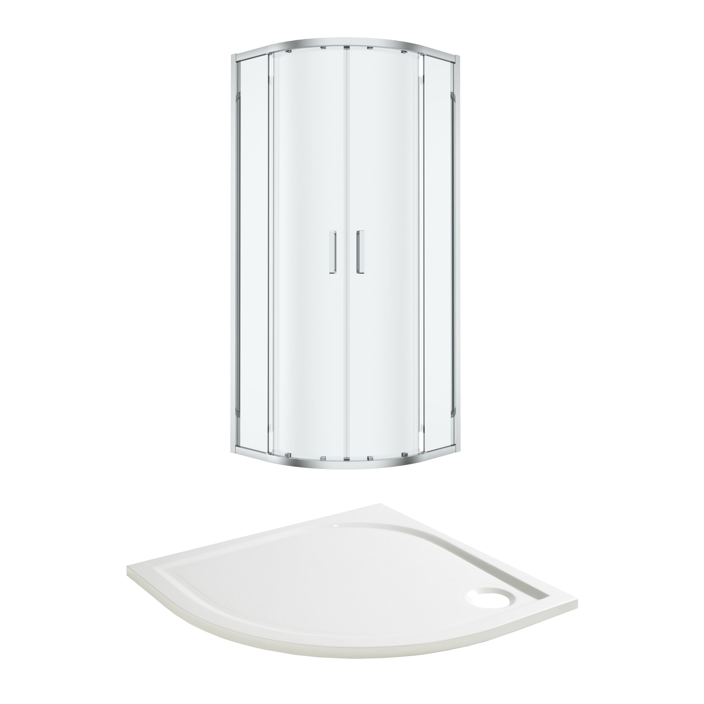 GoodHome Ledava Chrome effect Clear Universal Quadrant Shower Enclosure & tray - Corner entry double sliding door (H)195cm (W)90cm (D)90cm
