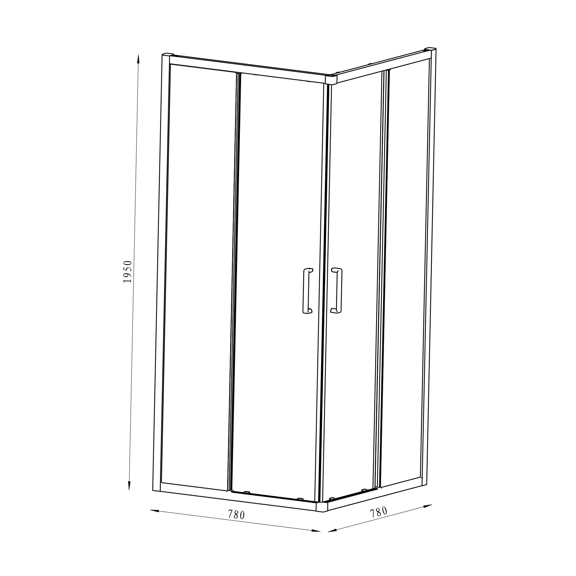 GoodHome Ledava Chrome effect Clear Universal Square Shower Enclosure & tray - Corner entry double sliding door (H)195cm (W)80cm (D)80cm