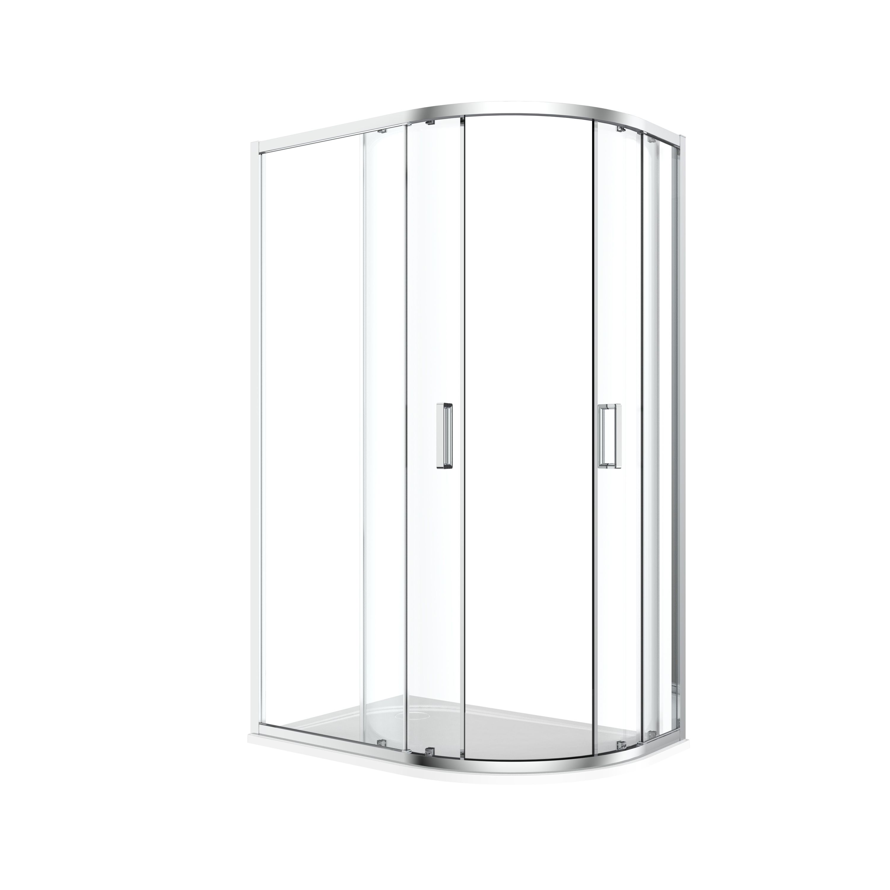 GoodHome Ledava Chrome effect Left-handed Offset quadrant Shower Enclosure & tray - Corner entry double sliding door (H)195cm (W)80cm (D)100cm