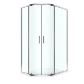 GoodHome Ledava Chrome effect Right-handed Offset quadrant Shower Enclosure & tray - Corner entry double sliding door (H)195cm (W)90cm (D)100cm