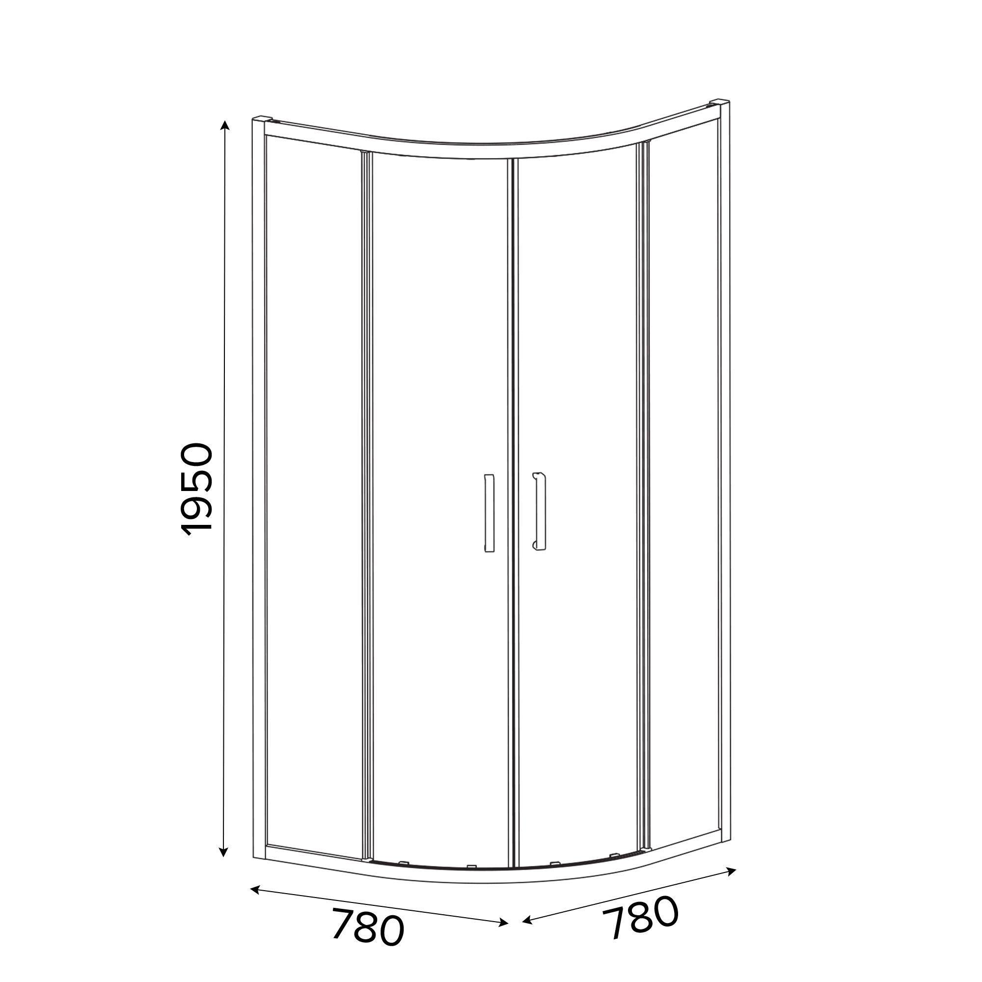 GoodHome Ledava Clear glass Chrome effect Quadrant Shower enclosure - Corner entry double sliding door (W)80cm (D)80cm