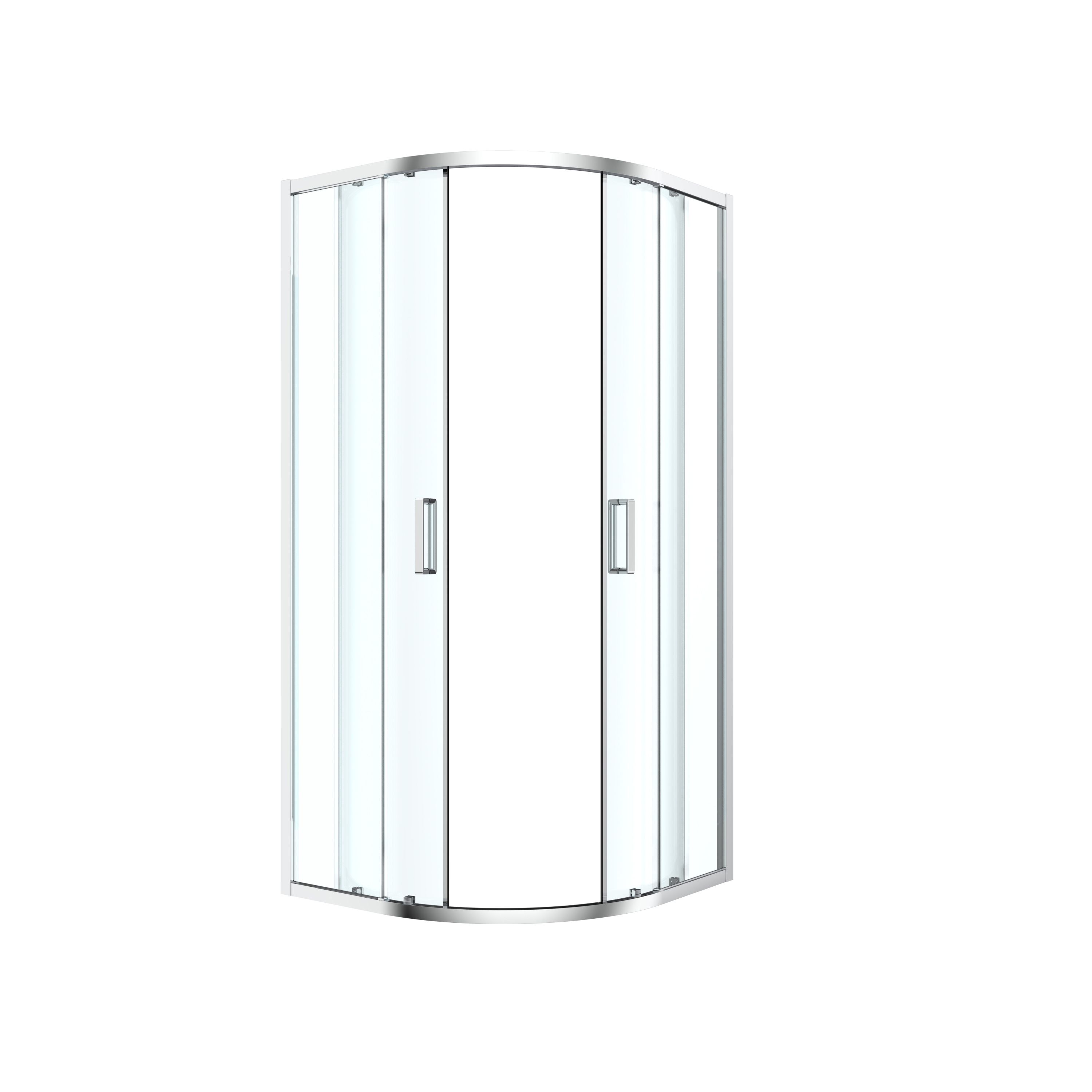 GoodHome Ledava Clear glass Chrome effect Quadrant Shower enclosure - Corner entry double sliding door (W)80cm (D)80cm
