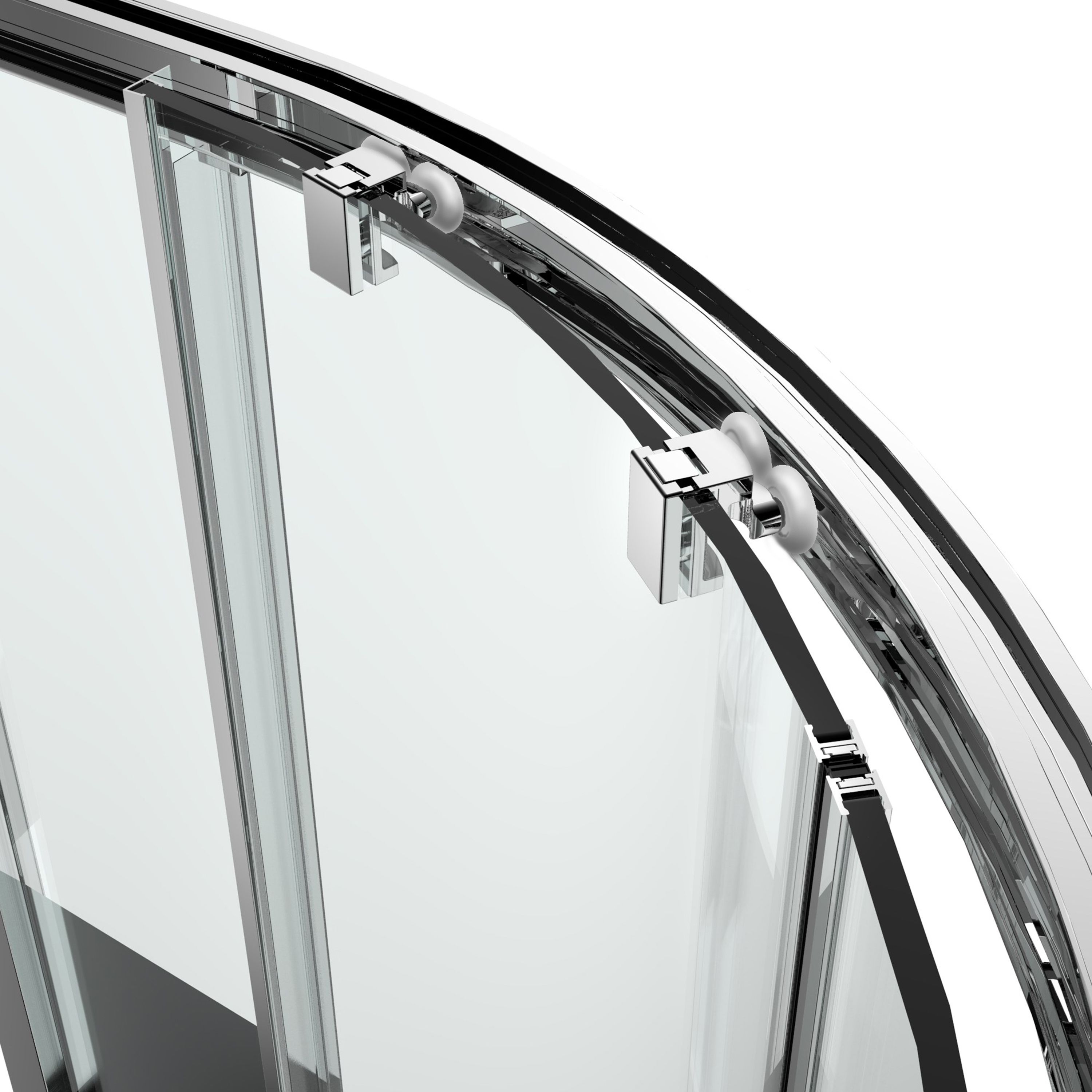GoodHome Ledava Clear glass Chrome effect Quadrant Shower enclosure - Corner entry double sliding door (W)80cm (D)80cm