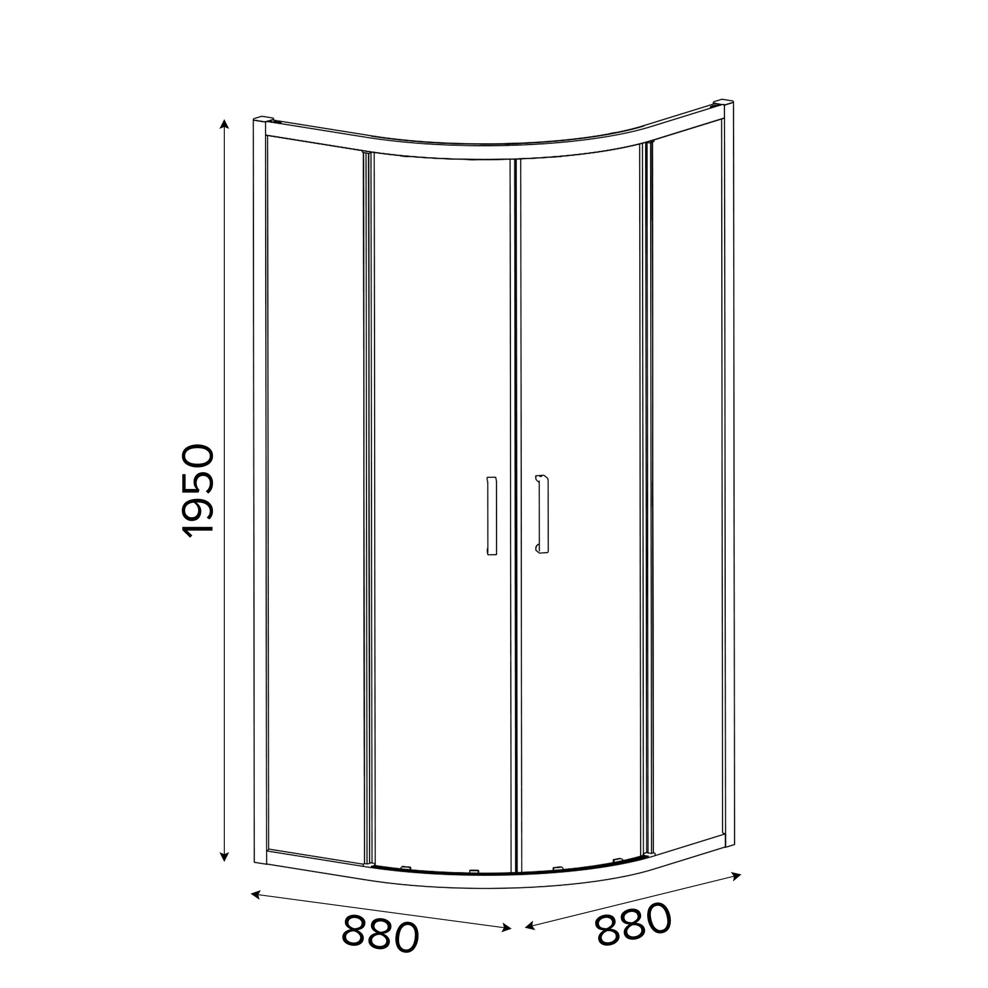 GoodHome Ledava Clear glass Chrome effect Quadrant Shower enclosure - Corner entry double sliding door (W)90cm (D)90cm
