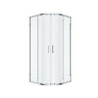 GoodHome Ledava Clear glass Chrome effect Quadrant Shower enclosure - Corner entry double sliding door (W)90cm (D)90cm