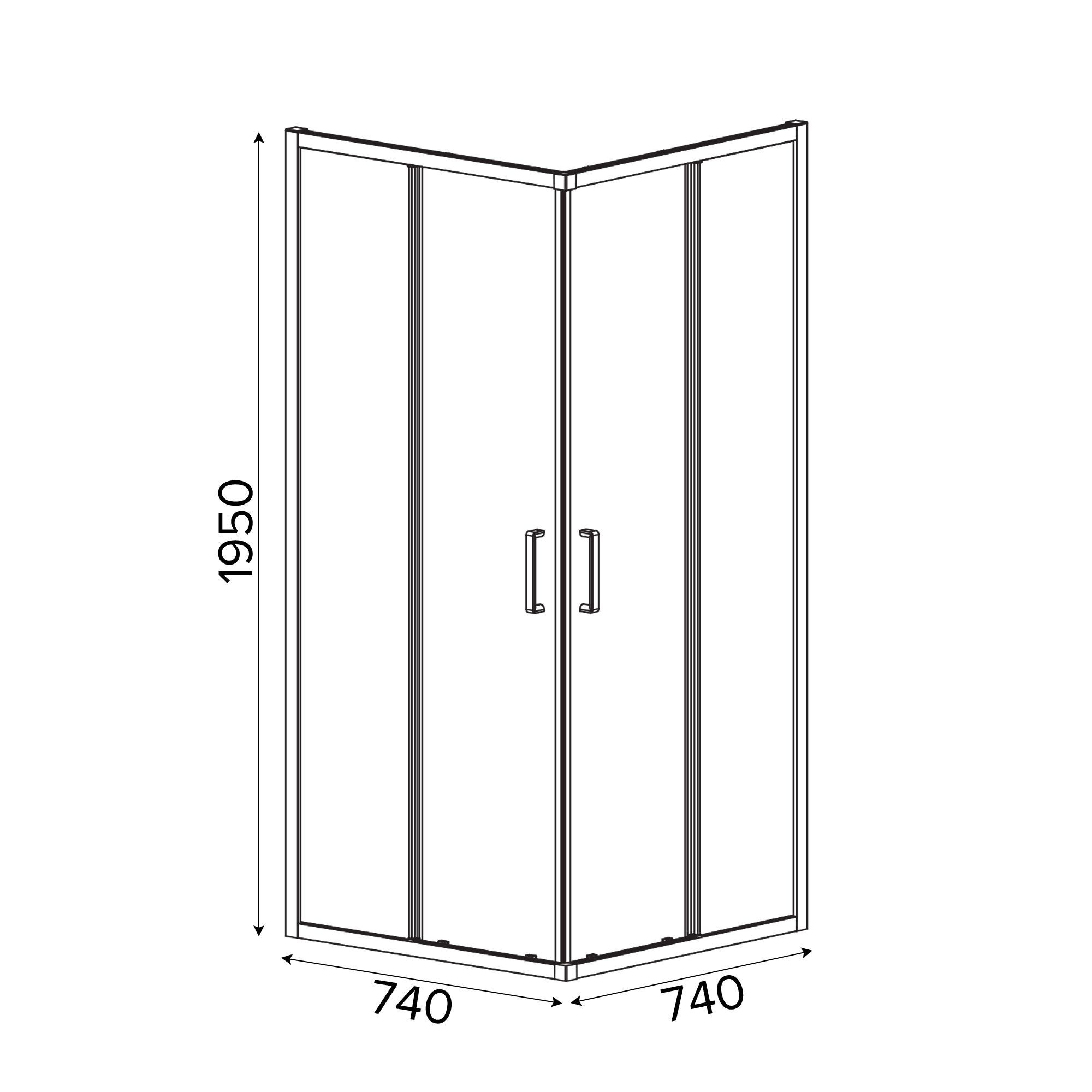 GoodHome Ledava Clear glass Chrome effect Square Shower enclosure - Corner entry double sliding door (W)76cm (D)76cm
