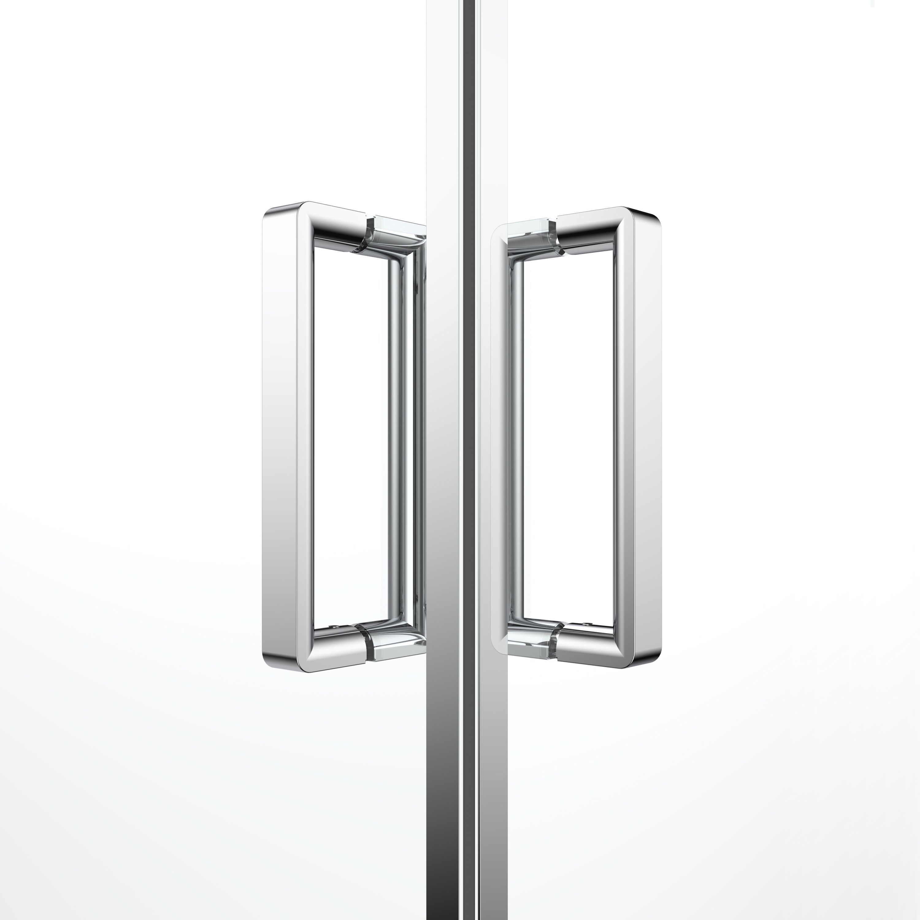 GoodHome Ledava Clear glass Chrome effect Square Shower enclosure - Corner entry double sliding door (W)76cm (D)76cm