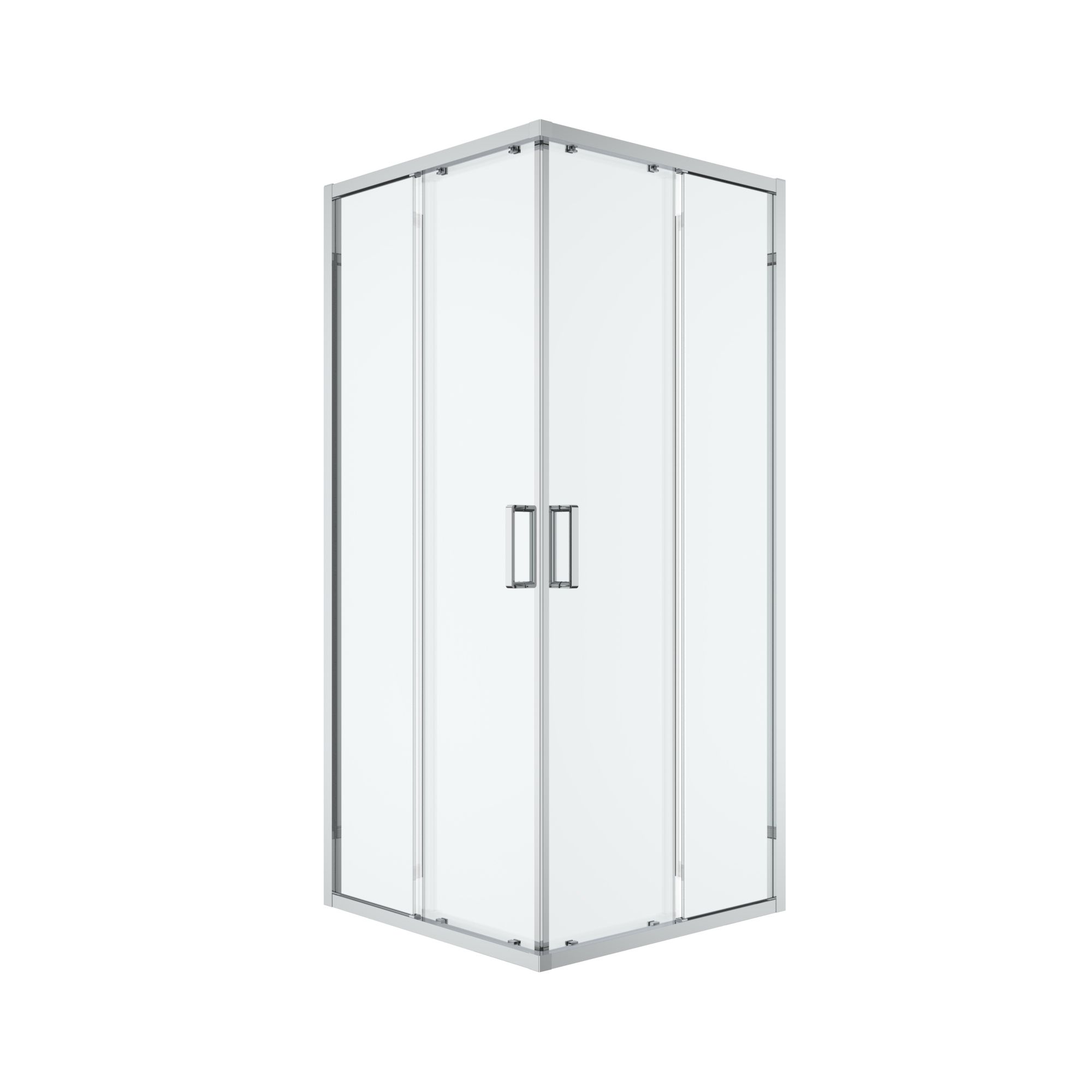 GoodHome Ledava Clear glass Chrome effect Square Shower enclosure - Corner entry double sliding door (W)80cm (D)80cm