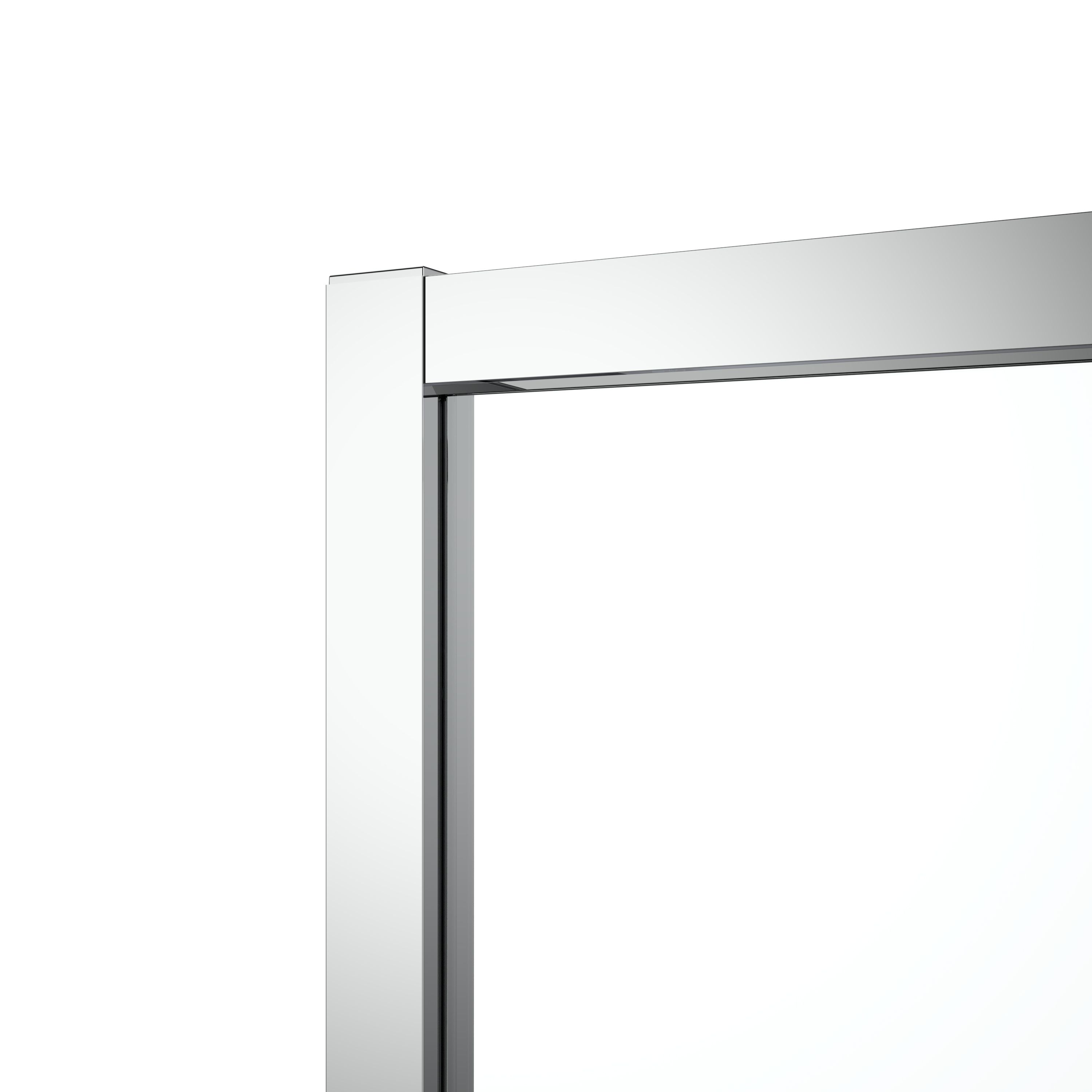 GoodHome Ledava Clear glass Chrome effect Square Shower enclosure - Corner entry double sliding door (W)80cm (D)80cm