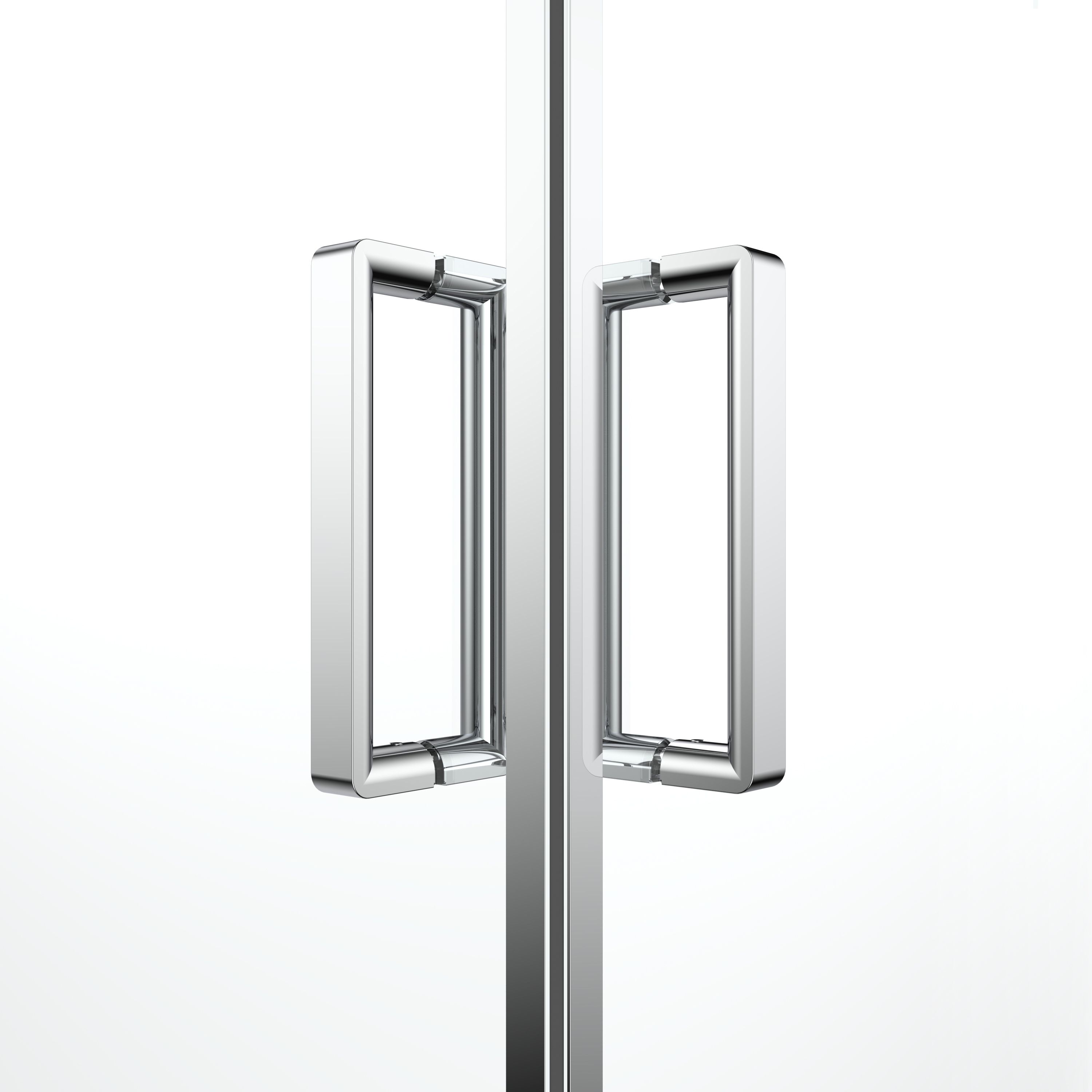 GoodHome Ledava Clear glass Chrome effect Square Shower enclosure - Corner entry double sliding door (W)80cm (D)80cm
