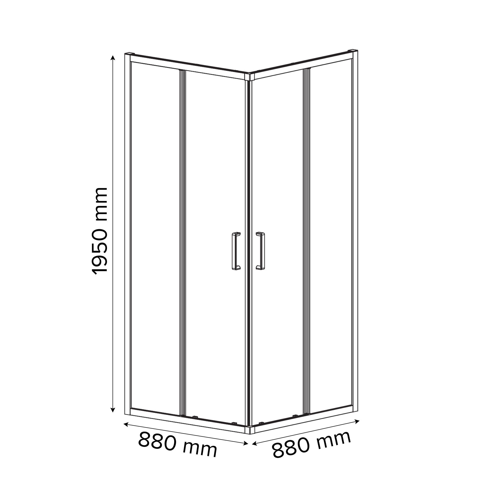 GoodHome Ledava Clear glass Chrome effect Square Shower enclosure - Corner entry double sliding door (W)90cm (D)90cm