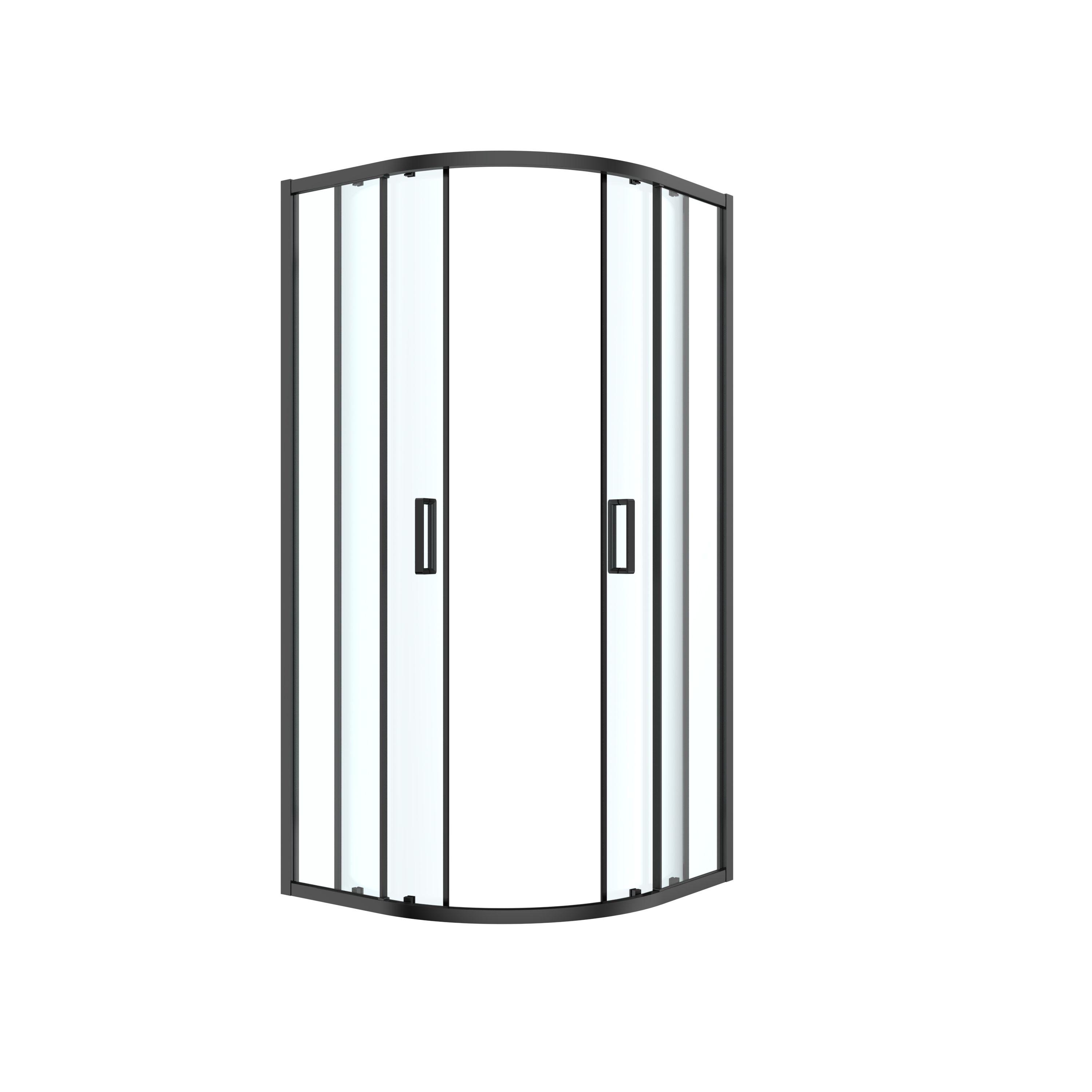 GoodHome Ledava Clear glass Quadrant Shower enclosure - Corner entry double sliding door (W)80cm (D)80cm