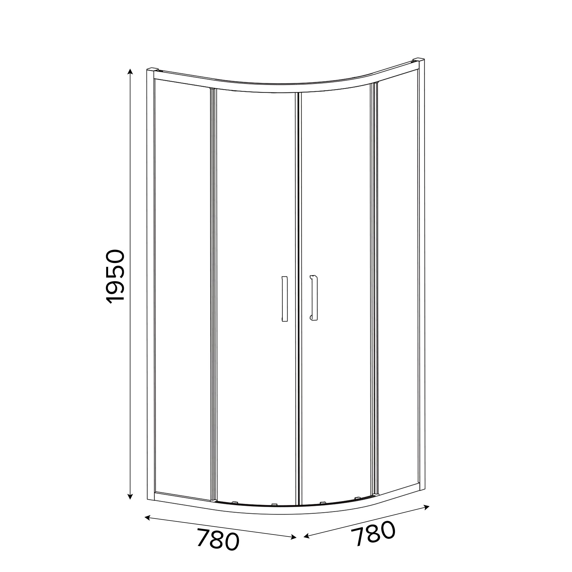 GoodHome Ledava Clear glass Quadrant Shower enclosure - Corner entry double sliding door (W)80cm (D)80cm