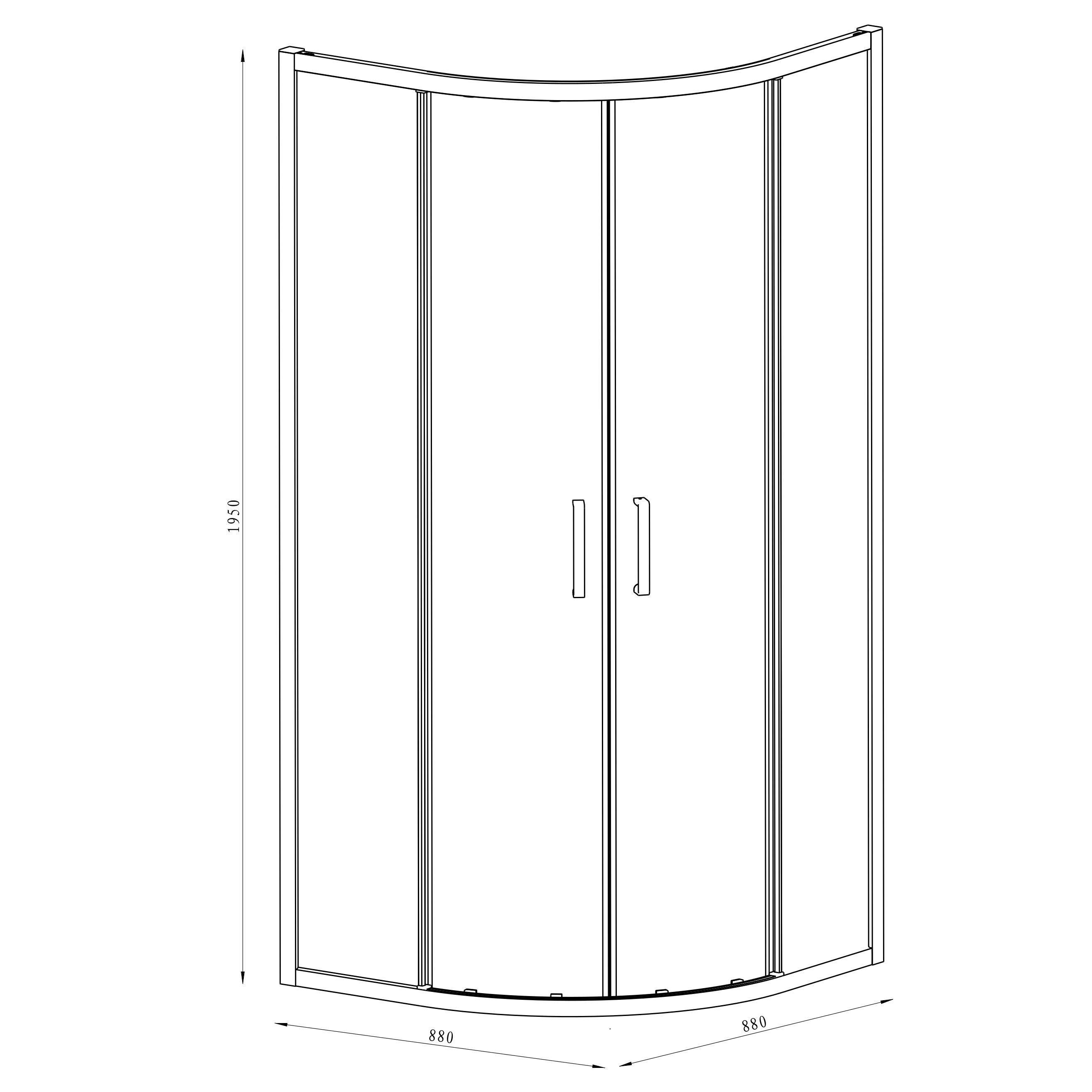GoodHome Ledava Clear glass Quadrant Shower enclosure - Corner entry double sliding door (W)90cm (D)90cm