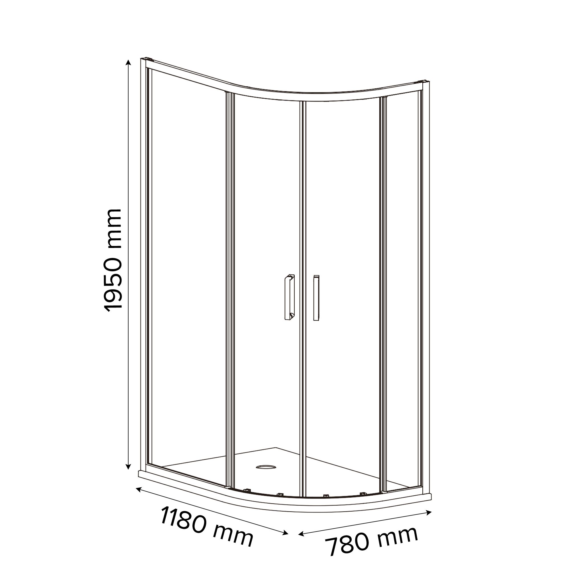 GoodHome Ledava Clear Left-handed Offset quadrant Shower Enclosure & tray - Corner entry double sliding door (H)195cm (W)80cm (D)120cm