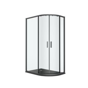 GoodHome Ledava Clear Left-handed Offset quadrant Shower Enclosure & tray - Corner entry double sliding door (H)195cm (W)80cm (D)120cm