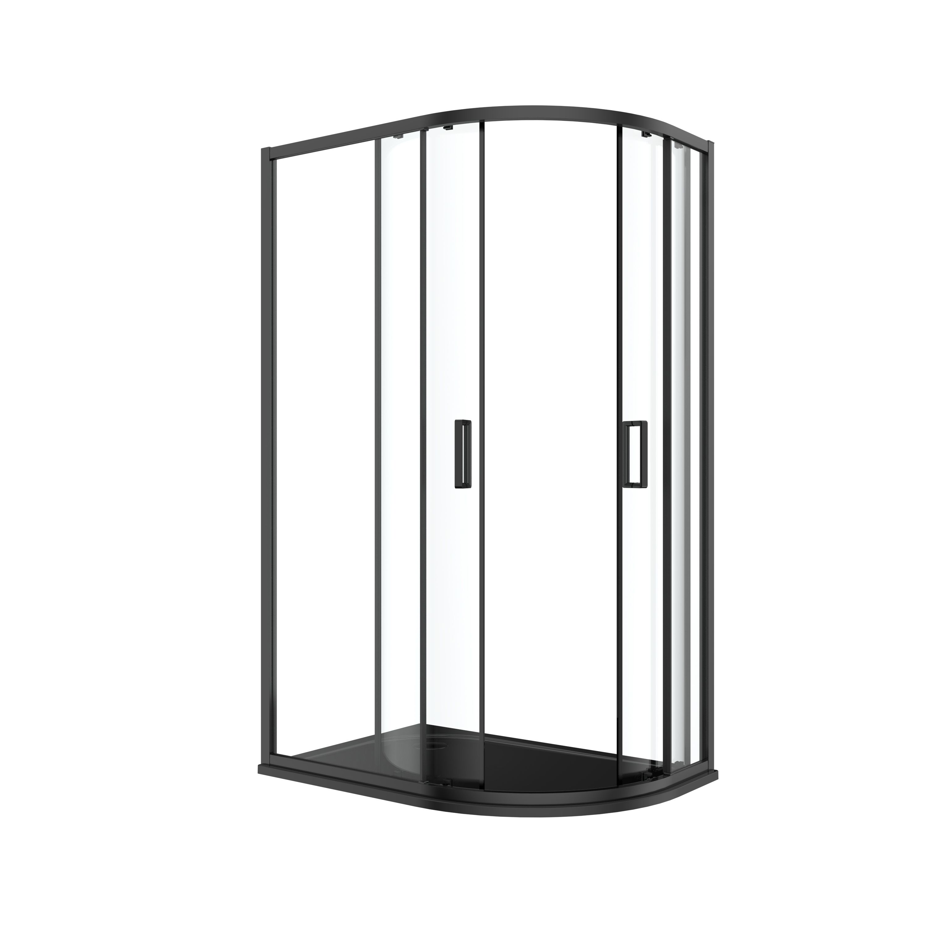GoodHome Ledava Clear Left-handed Offset quadrant Shower Enclosure & tray - Corner entry double sliding door (H)195cm (W)80cm (D)120cm