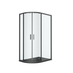 GoodHome Ledava Clear Right-handed Offset quadrant Shower Enclosure & tray - Corner entry double sliding door (H)195cm (W)80cm (D)120cm