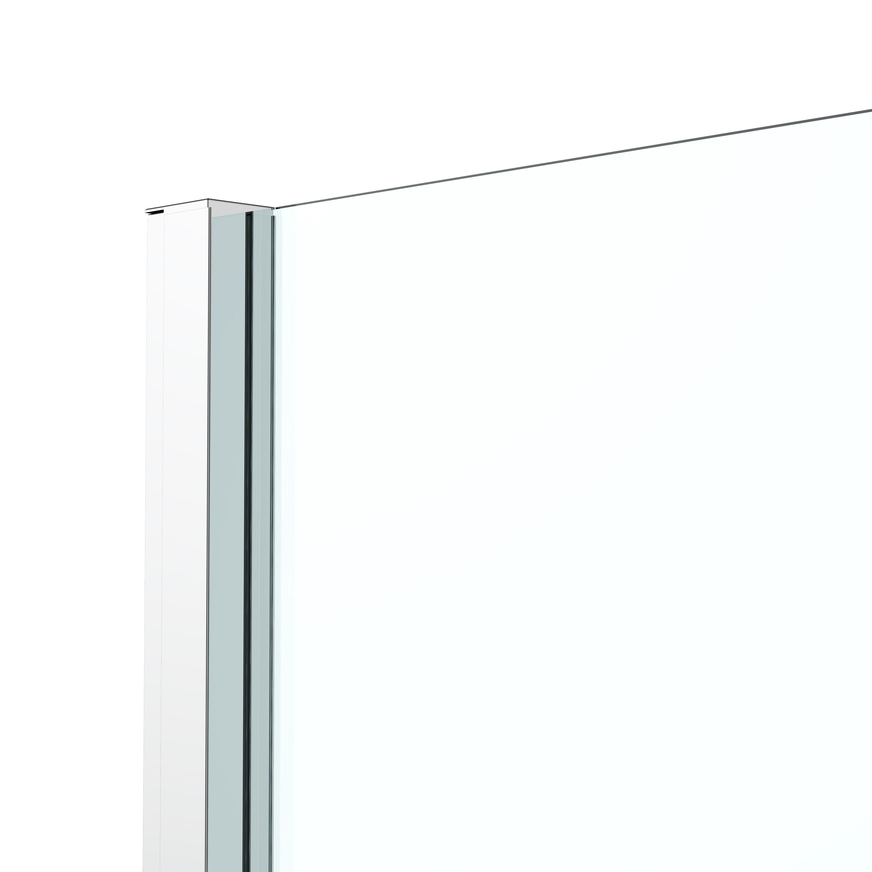 GoodHome Ledava Gloss Chrome Clear Fixed Side End panel (H)195cm (W)76cm