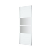 GoodHome Ledava Gloss Chrome Mirror Fixed Side End panel (H)195cm (W)76cm