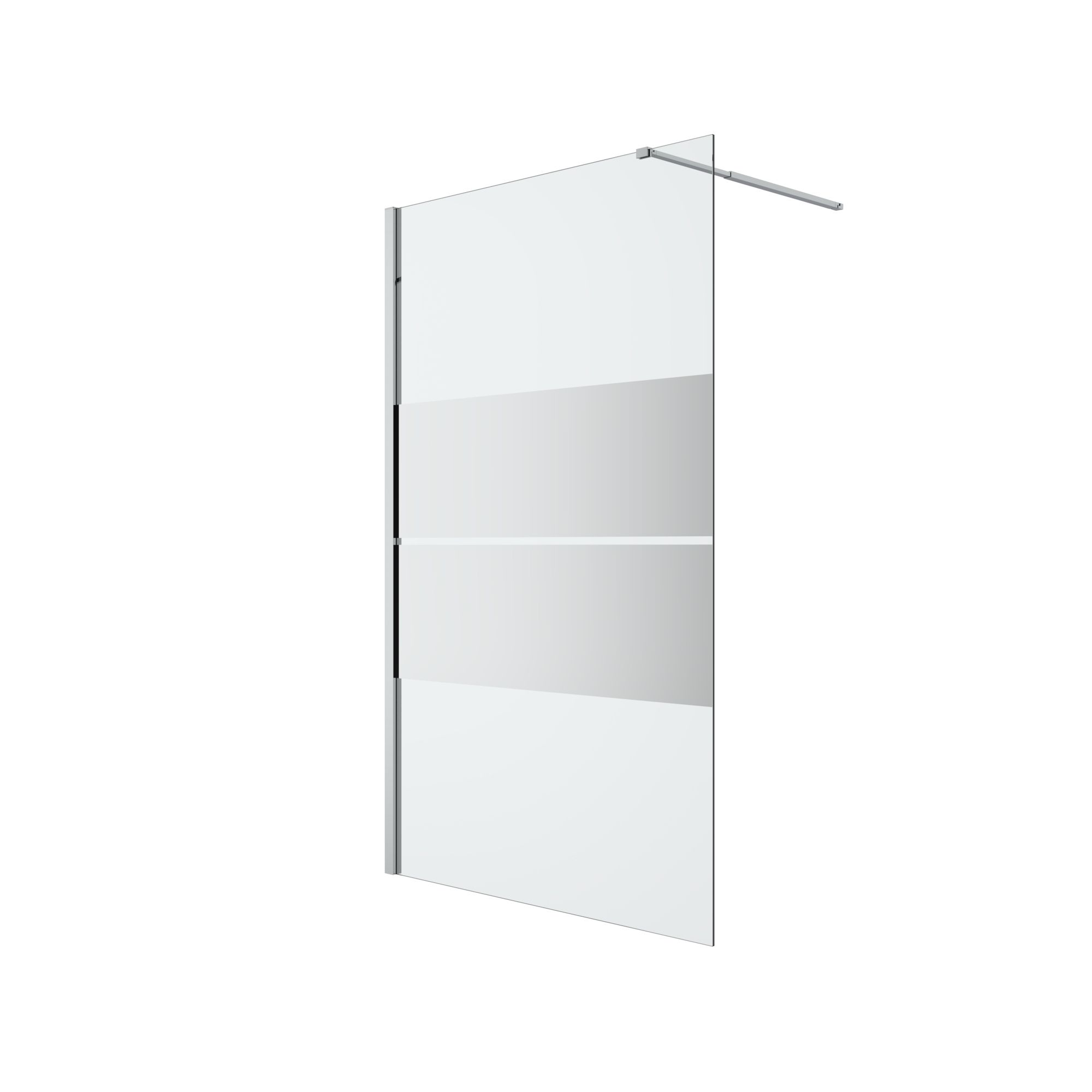 GoodHome Ledava Gloss Chrome Mirror Fixed Walk-in Front Walk-in shower panel (H)195cm (W)120cm
