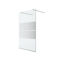 GoodHome Ledava Gloss Chrome Mirror Fixed Walk-in Front Walk-in shower panel (H)195cm (W)120cm