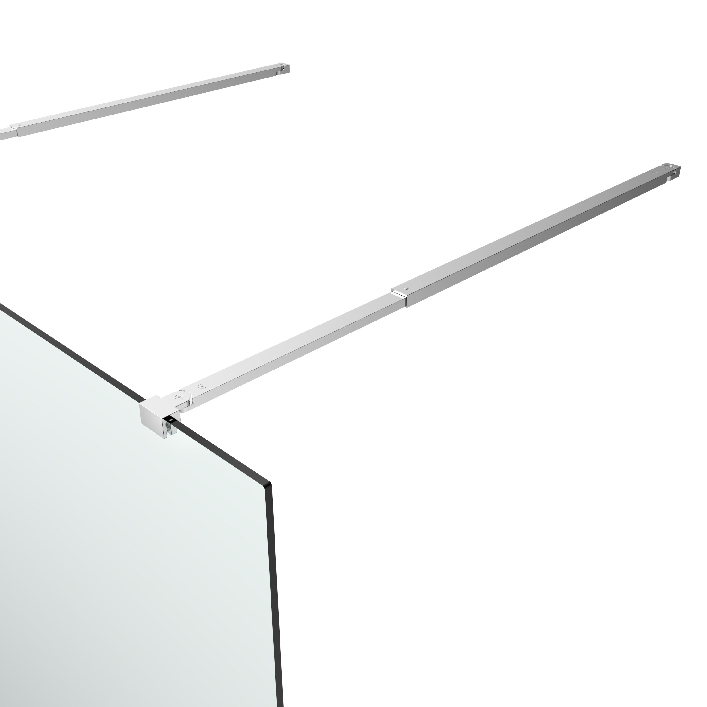 GoodHome Ledava Gloss Chrome Mirror Fixed Walk-in Front Walk-in shower panel (H)195cm (W)140cm