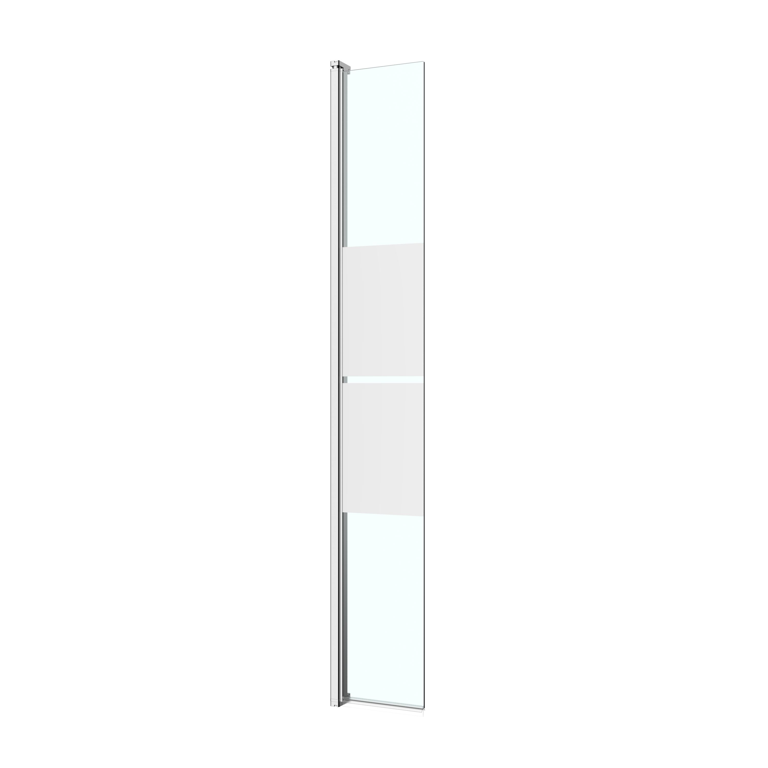 GoodHome Ledava Gloss Chrome Mirror Pivot Front Return panel (H)195cm (W)30cm