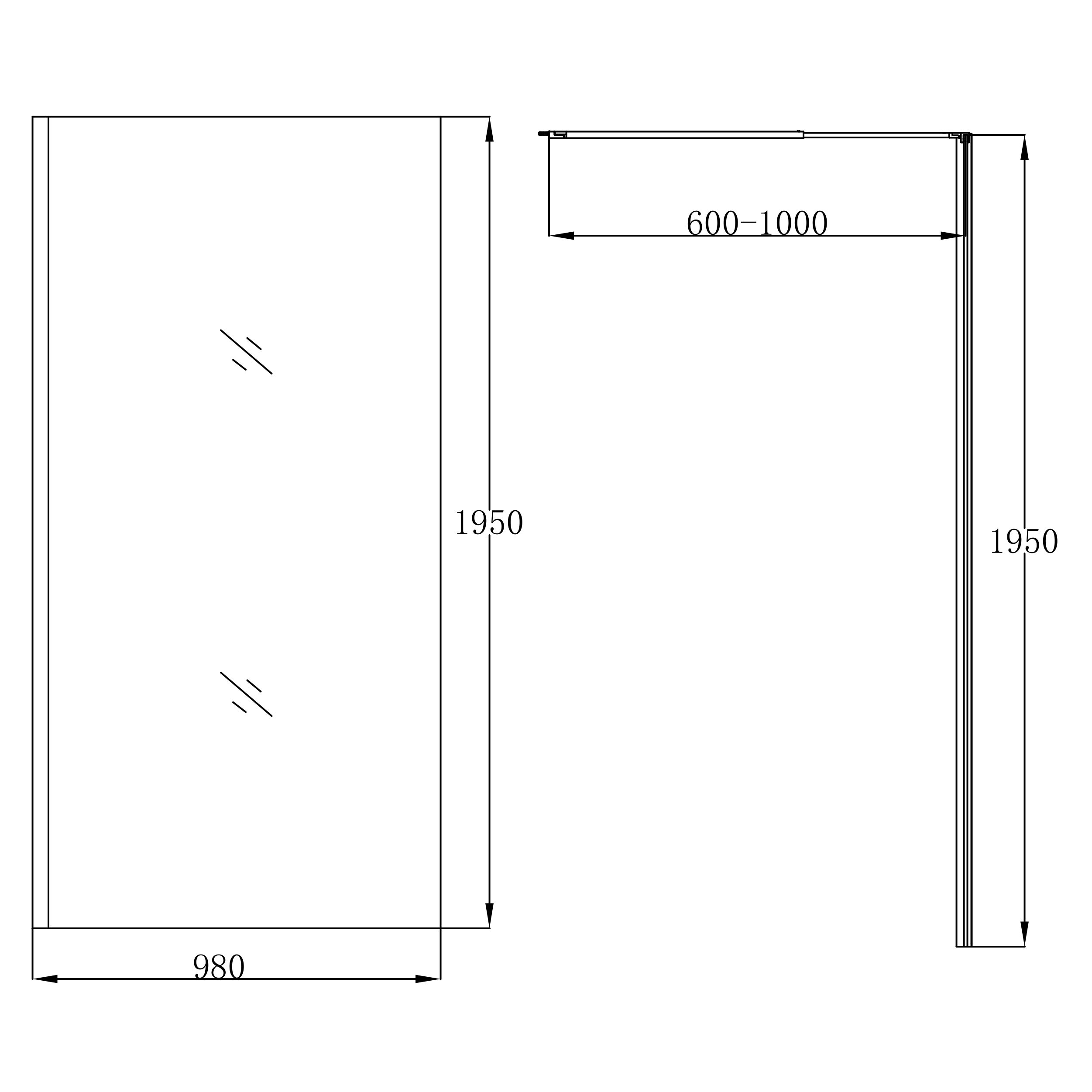 GoodHome Ledava Gloss Clear Fixed Walk-in Front Walk-in shower panel (H)195cm (W)100cm