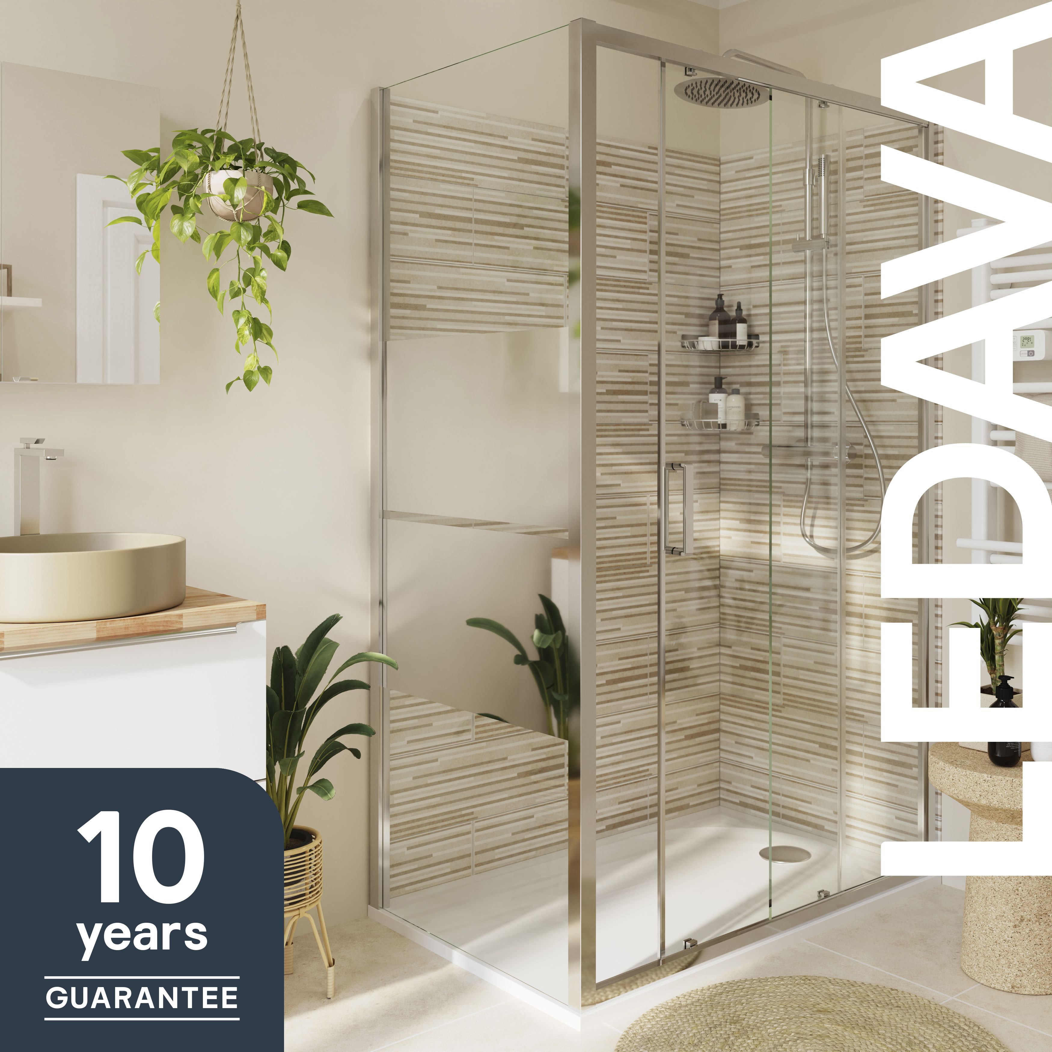 GoodHome Ledava Gloss Mirror Fixed Side End panel (H)195cm (W)70cm