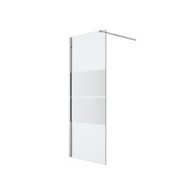 GoodHome Ledava Gloss Mirror Fixed Walk-in Front Walk-in shower panel (H)195cm (W)80cm