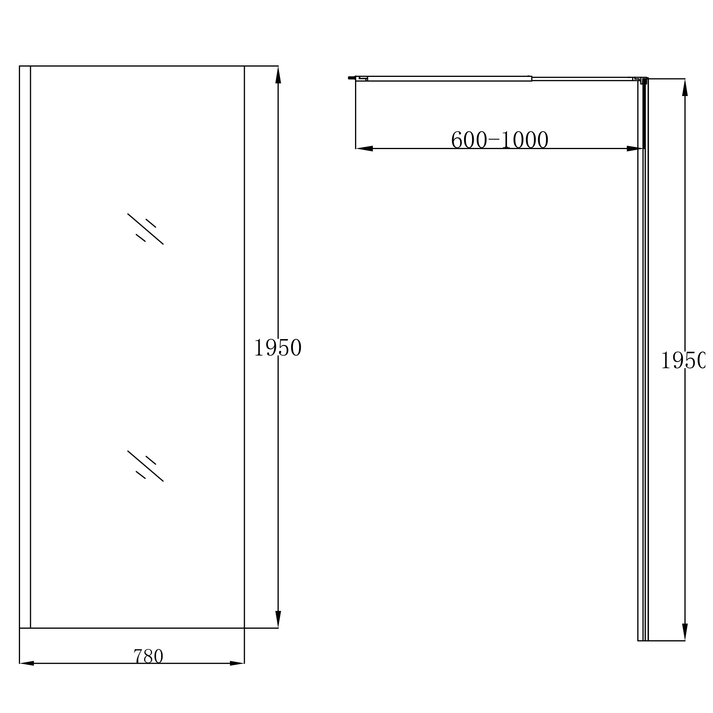 GoodHome Ledava Gloss Mirror Fixed Walk-in Front Walk-in shower panel (H)195cm (W)80cm