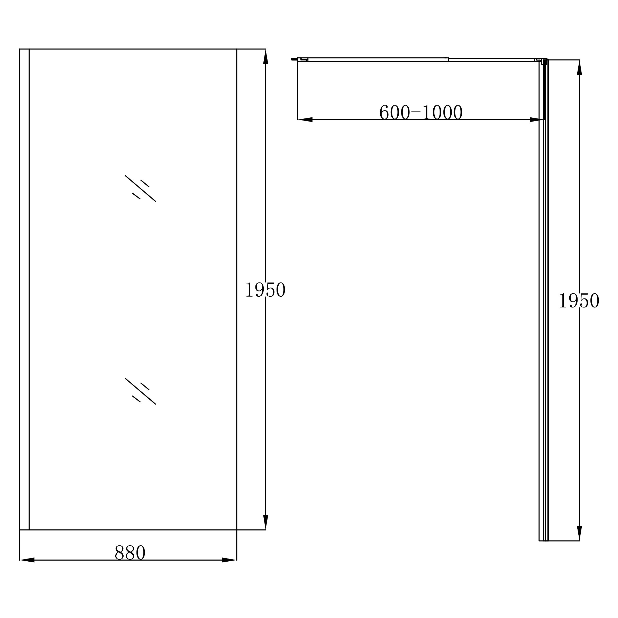 GoodHome Ledava Gloss Mirror Fixed Walk-in Front Walk-in shower panel (H)195cm (W)90cm