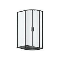GoodHome Ledava Left-handed Offset quadrant Shower Enclosure & tray - Corner entry double sliding door (H)195cm (W)80cm (D)100cm