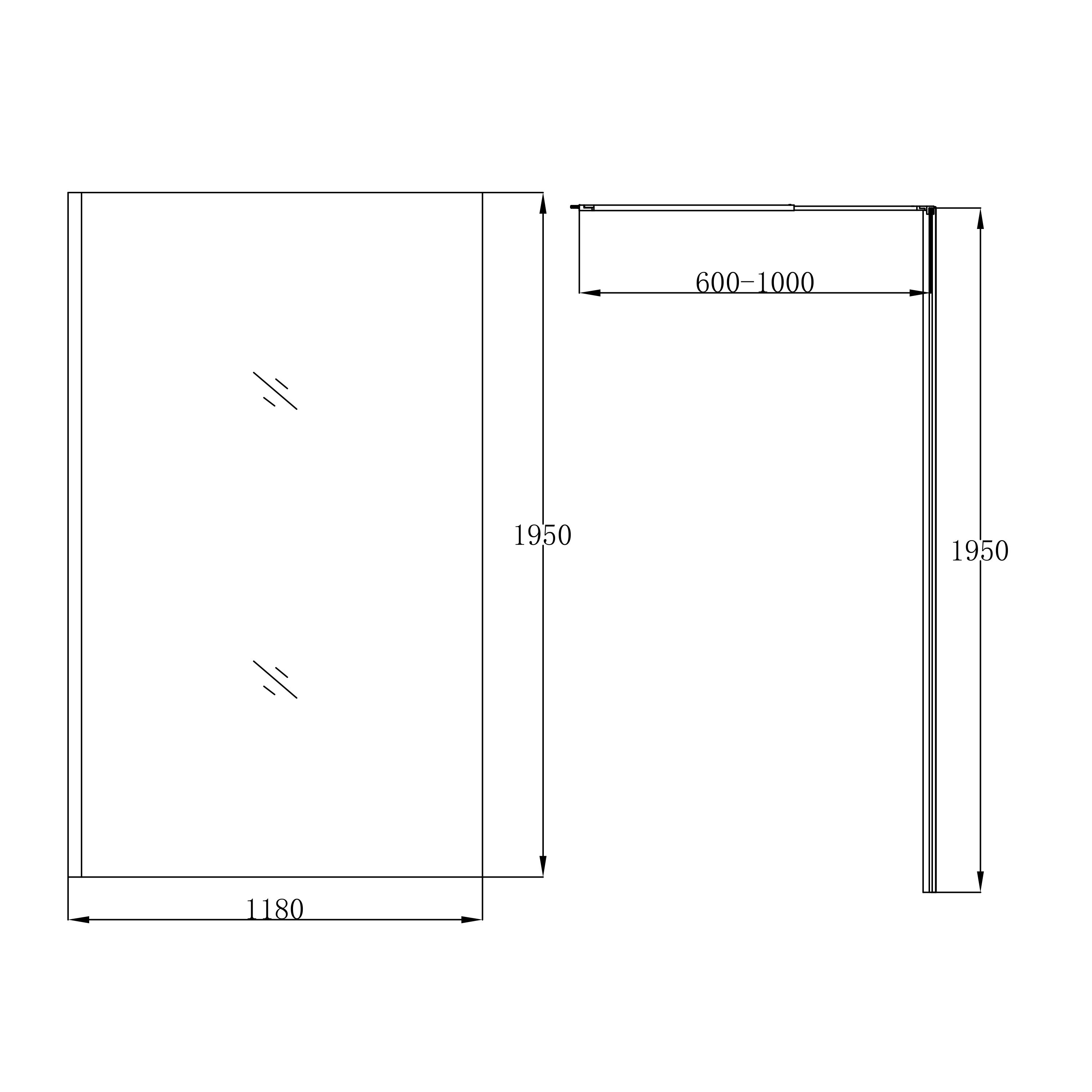 GoodHome Ledava Matt Black Clear Fixed Walk-in Front Walk-in shower panel (H)195cm (W)120cm