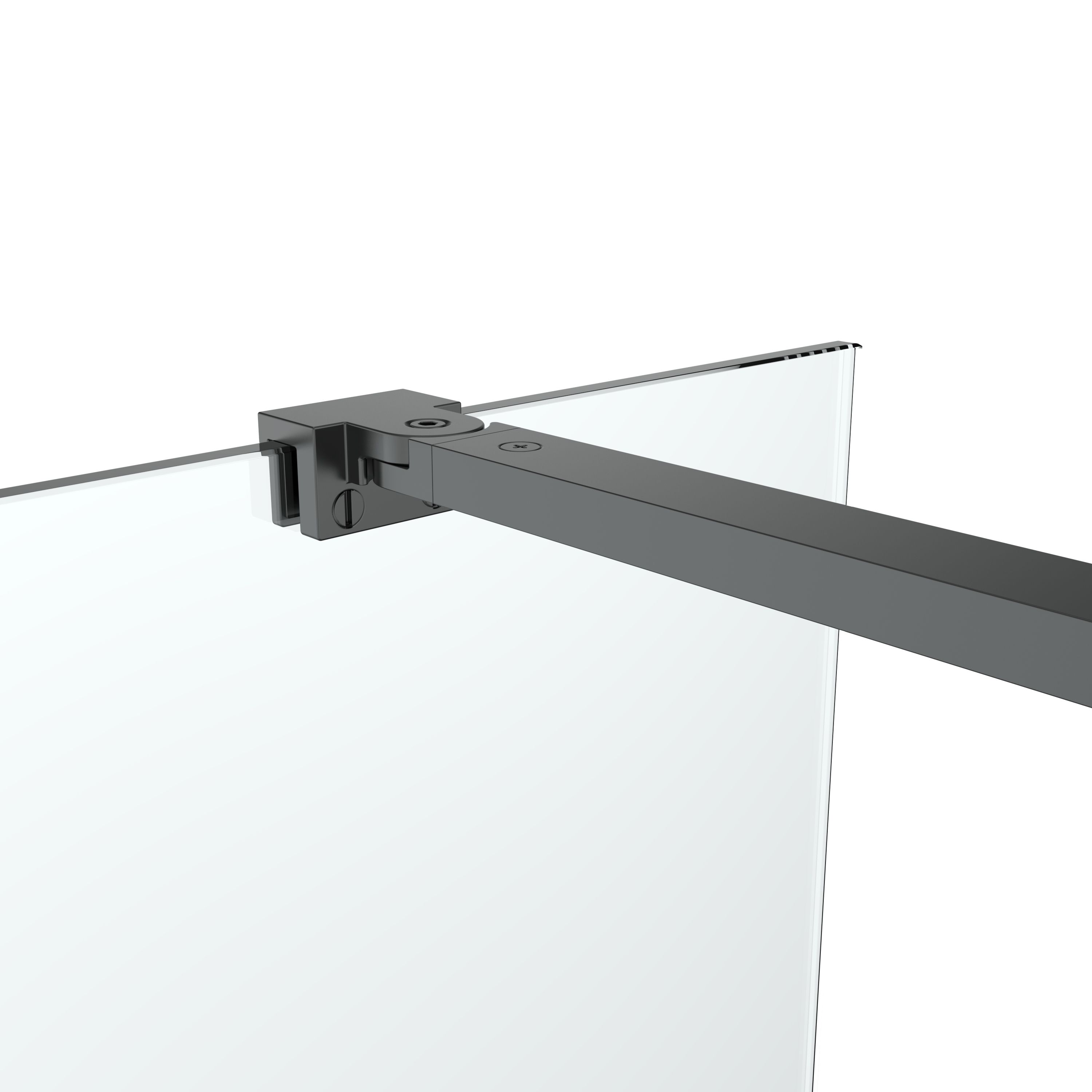 GoodHome Ledava Matt Black Clear Fixed Walk-in Front Walk-in shower panel (H)195cm (W)120cm