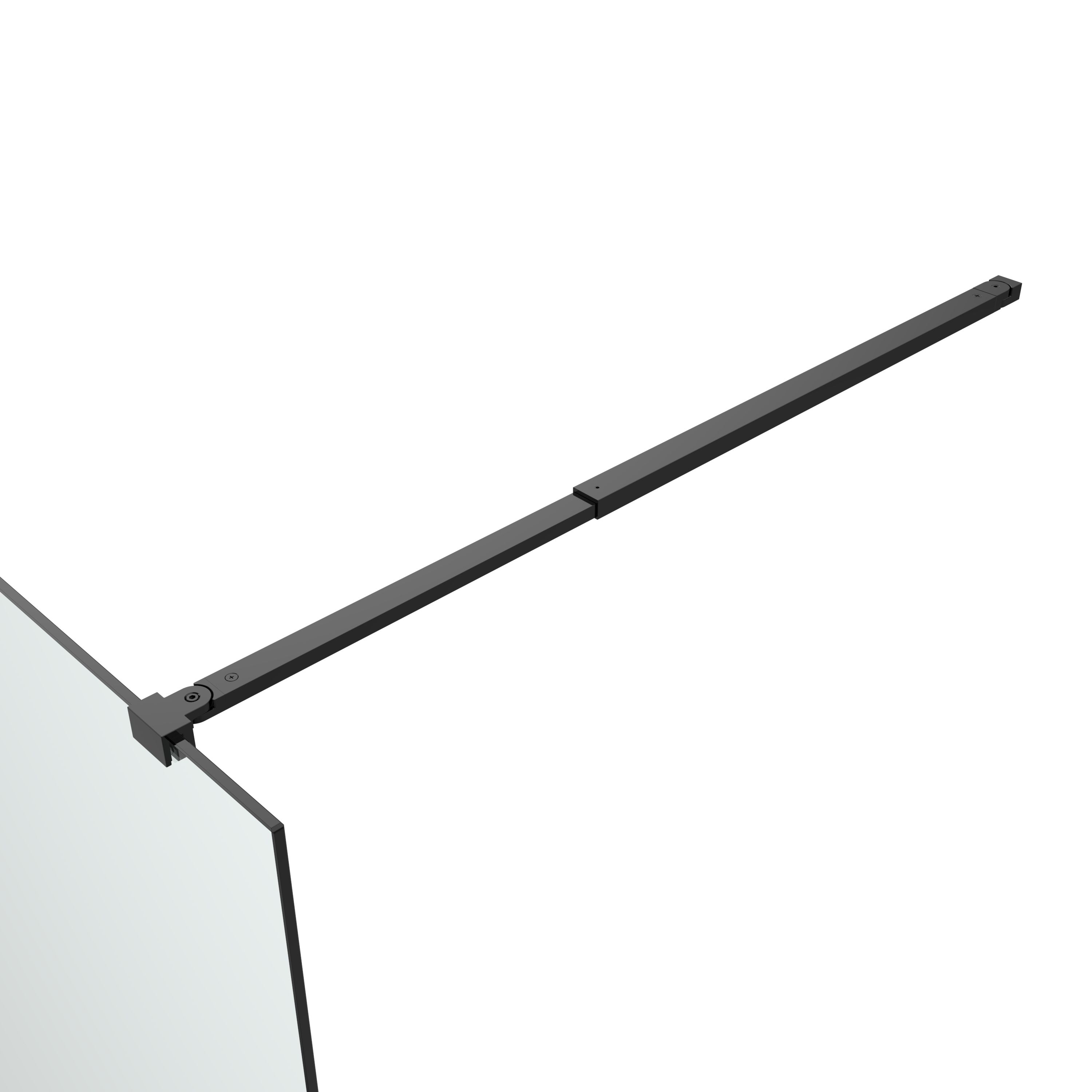 GoodHome Ledava Matt Black Clear Fixed Walk-in Front Walk-in shower panel (H)195cm (W)120cm