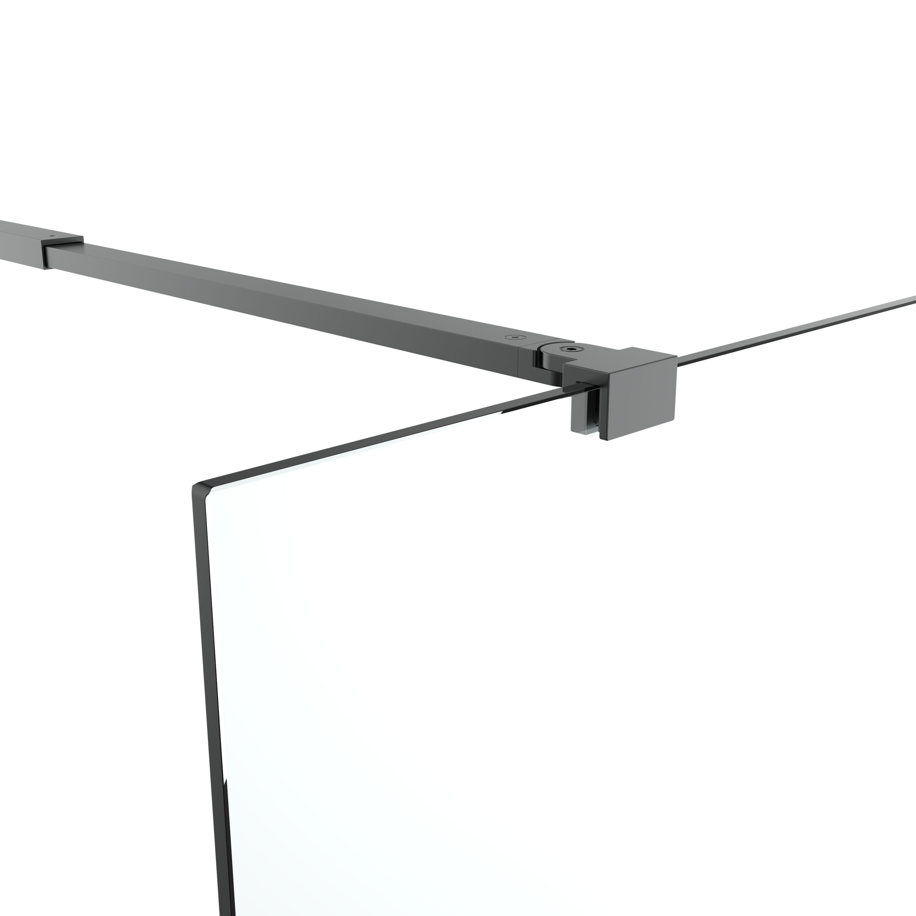 GoodHome Ledava Matt Black Clear Fixed Walk-in Front Walk-in shower panel (H)195cm (W)90cm