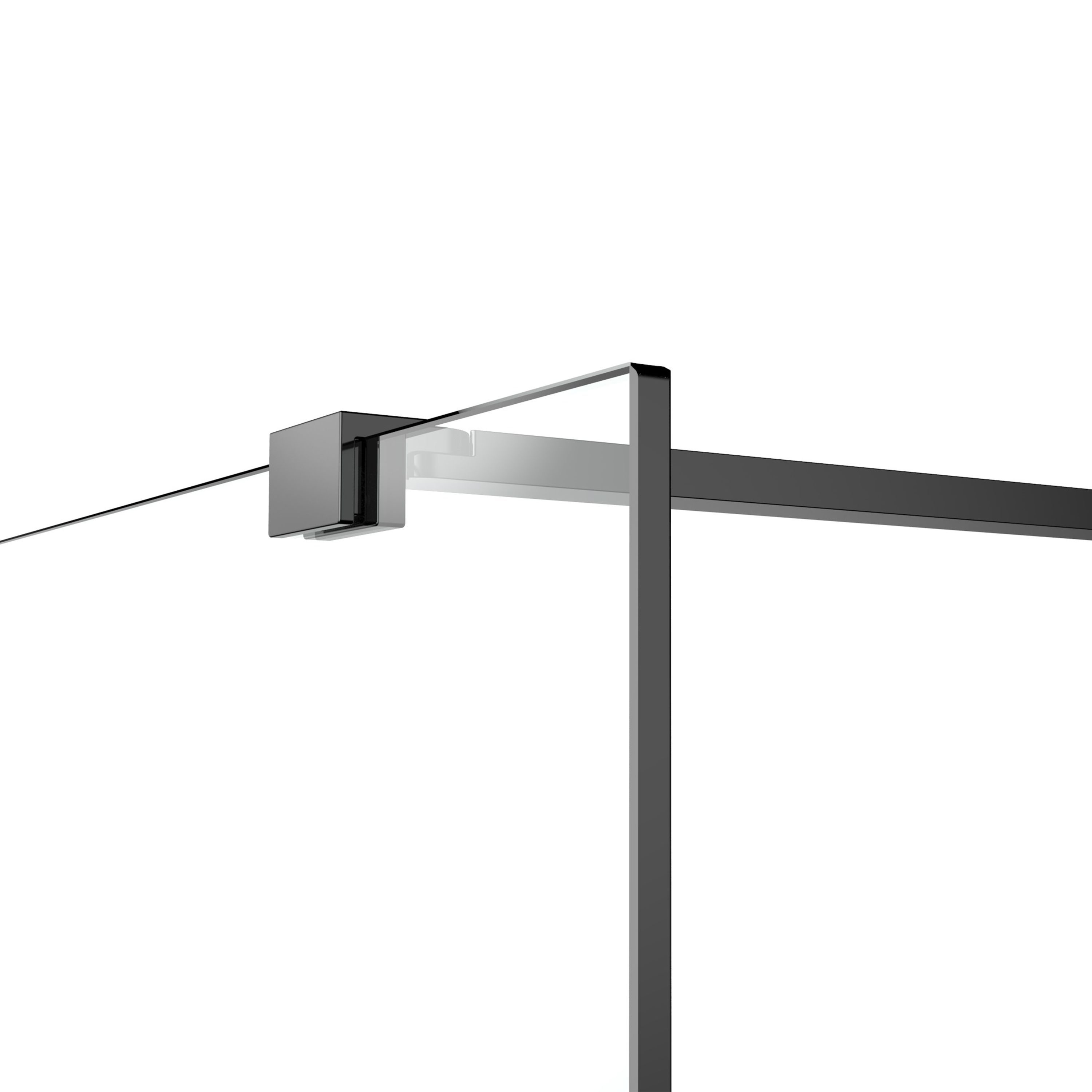 GoodHome Ledava Matt Black Clear Fixed Walk-in Front Walk-in shower panel (H)195cm (W)90cm