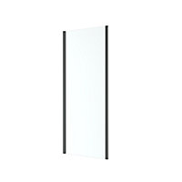GoodHome Ledava Matt Black Clear glass Fixed Rectangular Side Shower panel (H)195cm (W)80cm