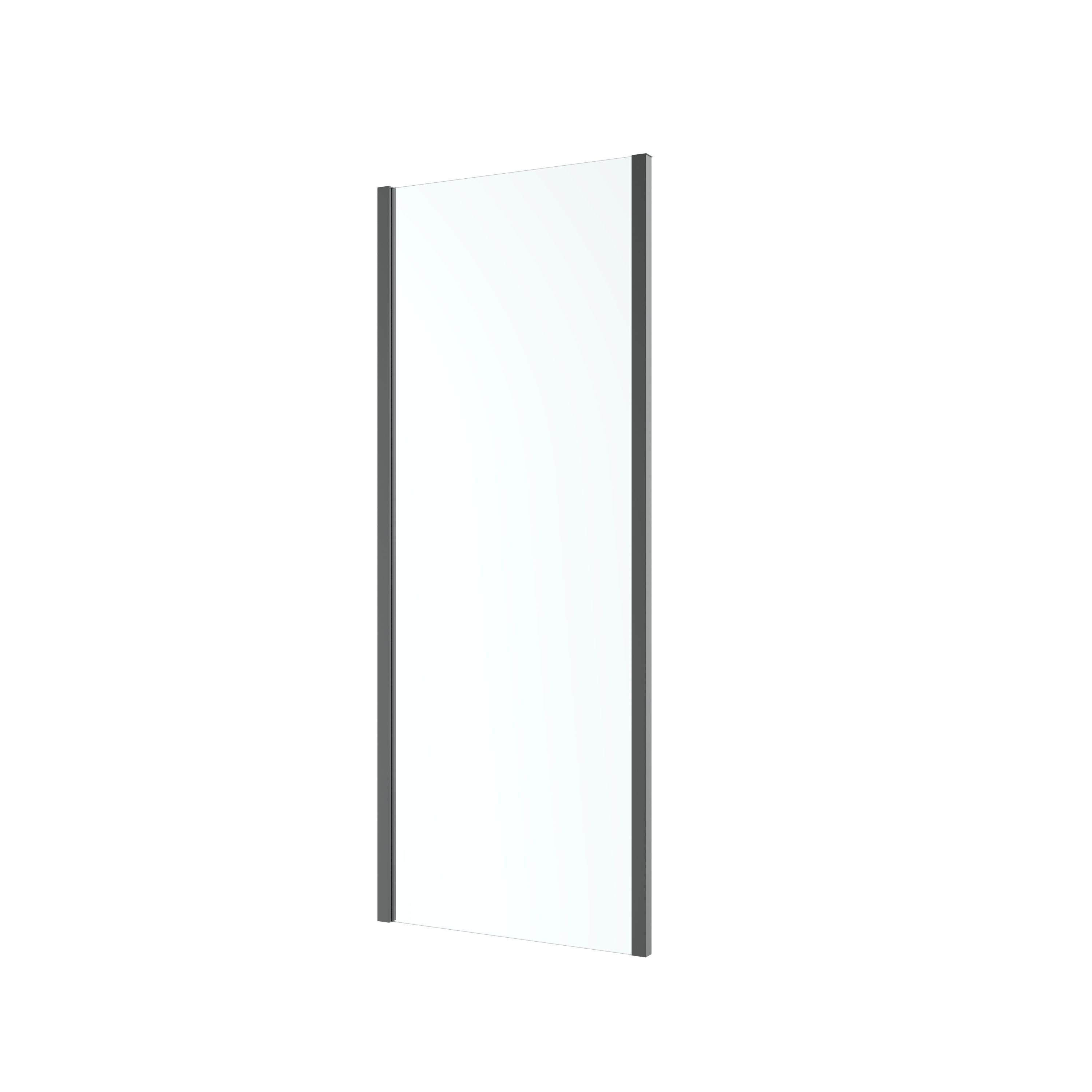 GoodHome Ledava Matt Black Clear glass Fixed Side Shower panel (H)195cm (W)90cm