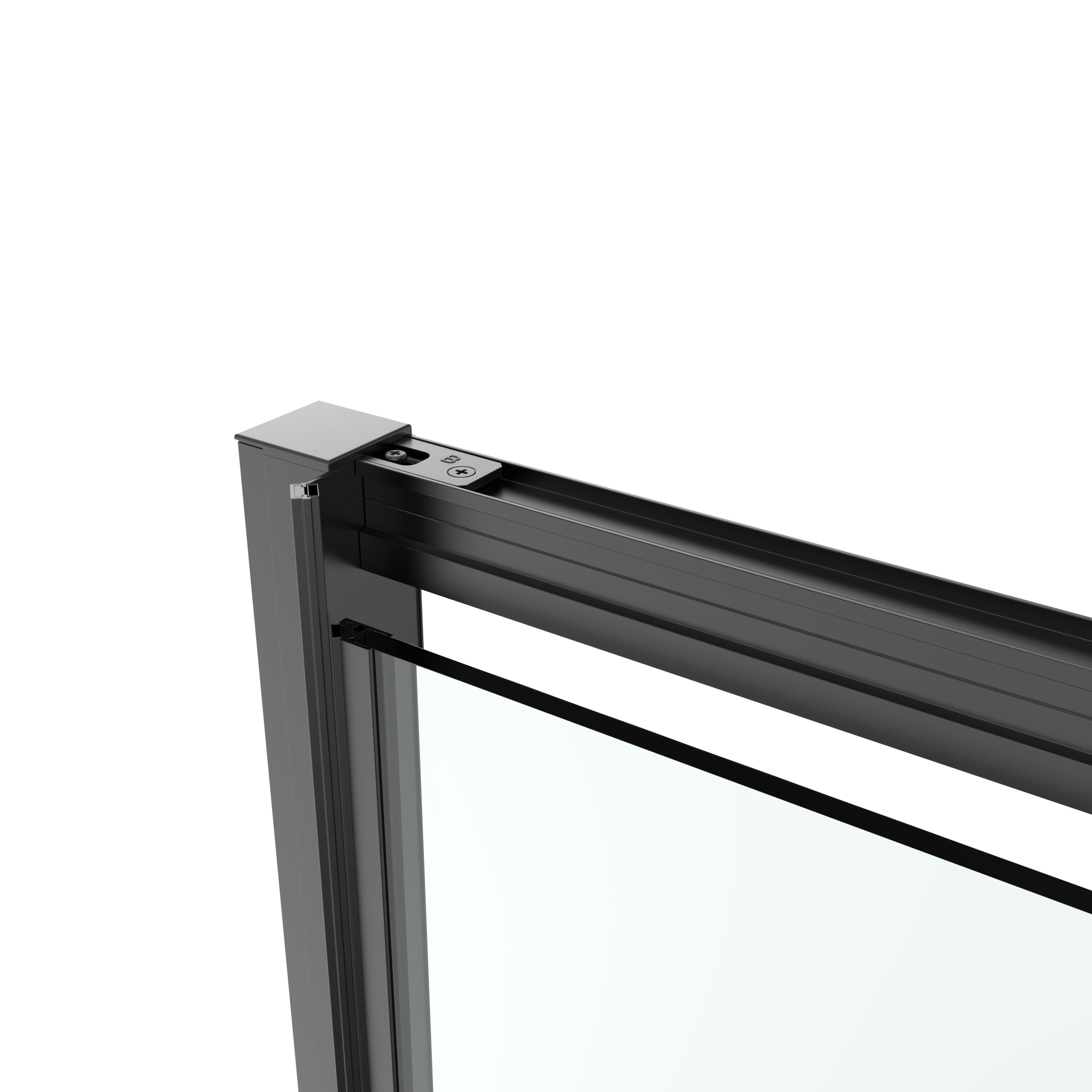 GoodHome Ledava Minimal frame Black Clear glass Half open pivot Shower Door (H)195cm (W)80cm