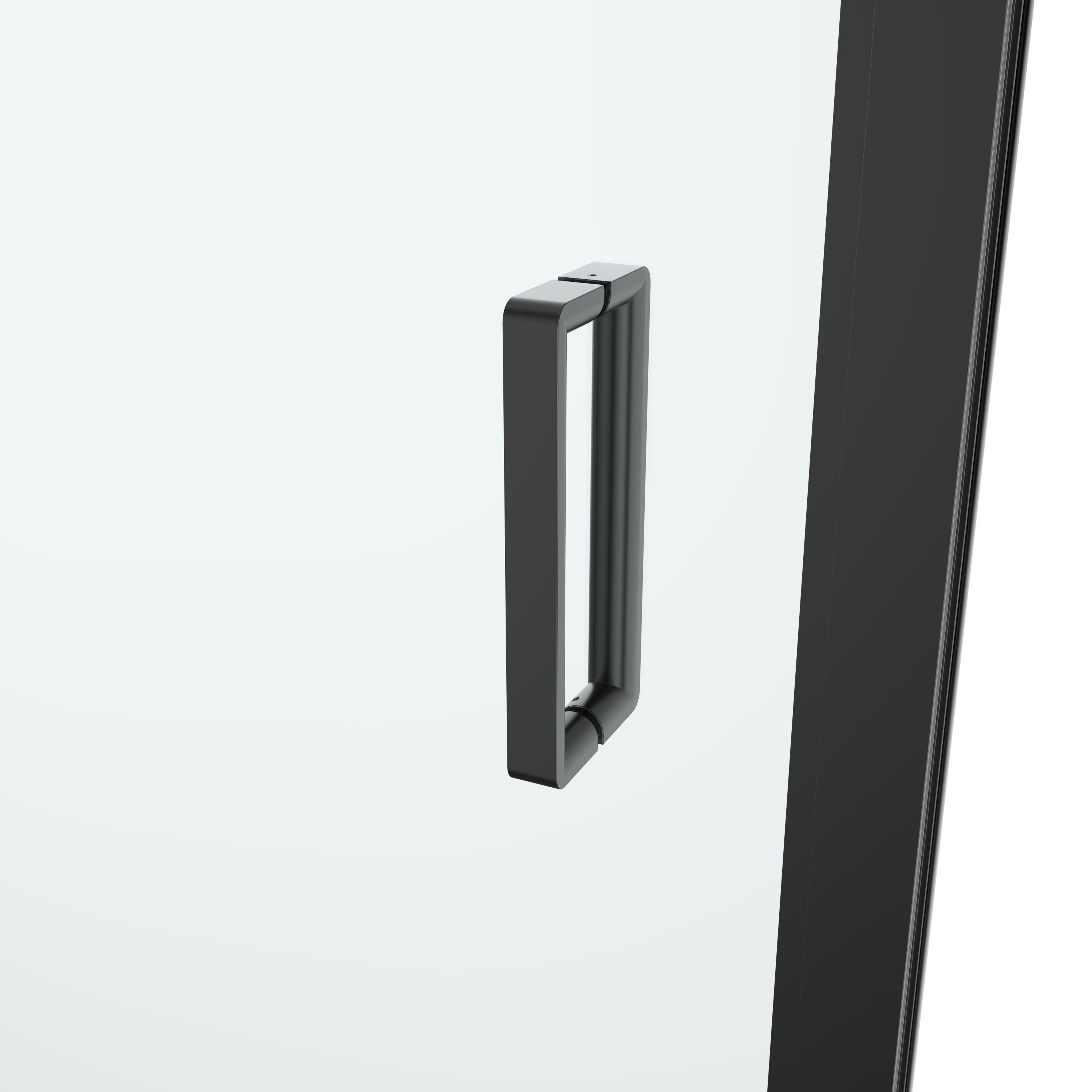 GoodHome Ledava Minimal frame Black Clear glass Half open pivot Shower Door (H)195cm (W)80cm