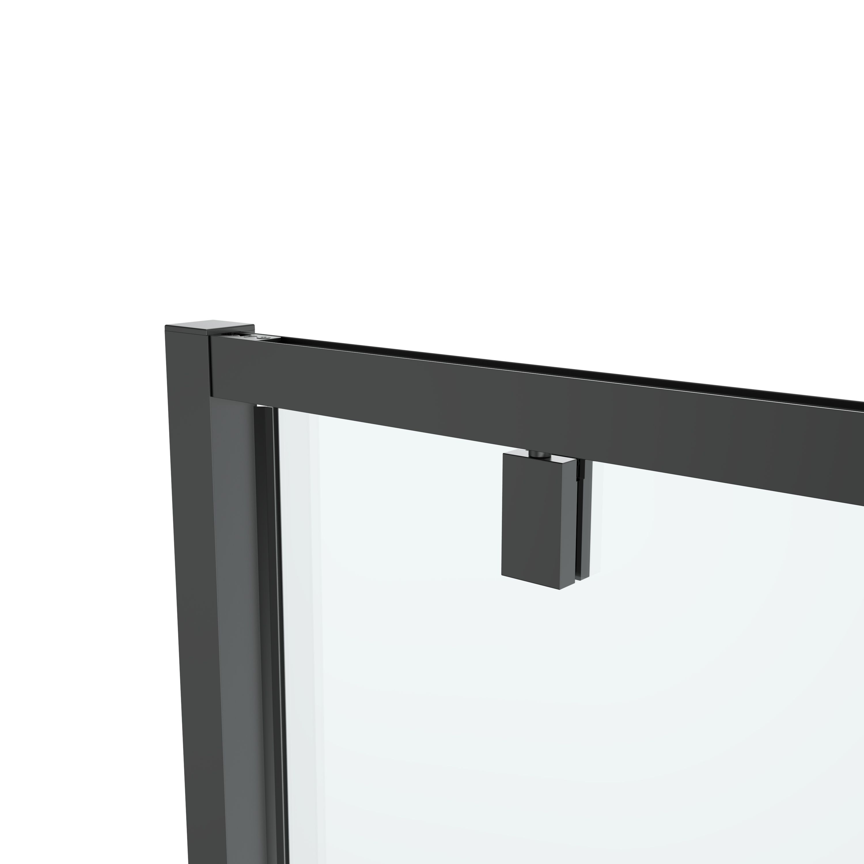 GoodHome Ledava Minimal frame Black Clear glass Half open pivot Shower Door (H)195cm (W)80cm