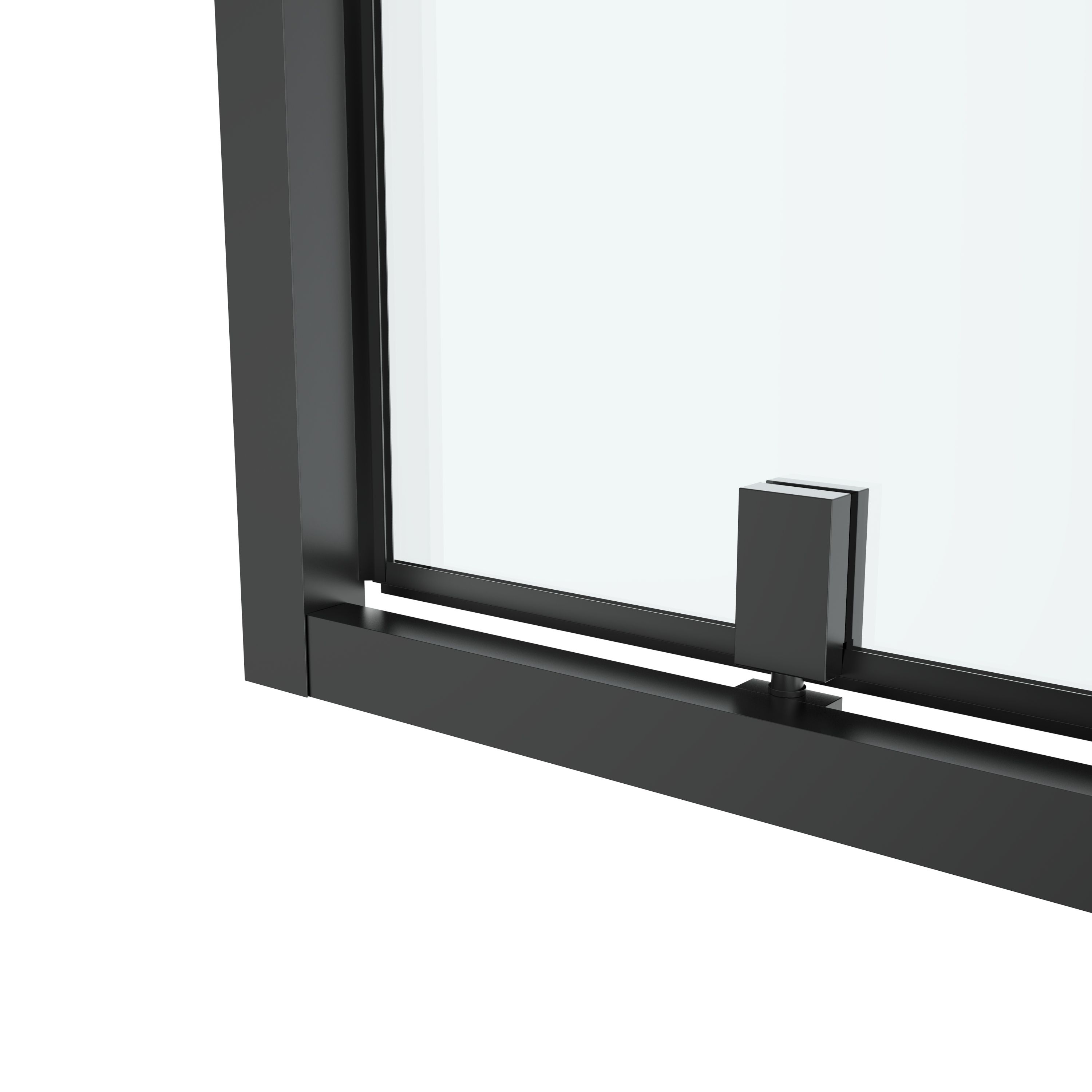 GoodHome Ledava Minimal frame Black Clear glass Half open pivot Shower Door (H)195cm (W)80cm